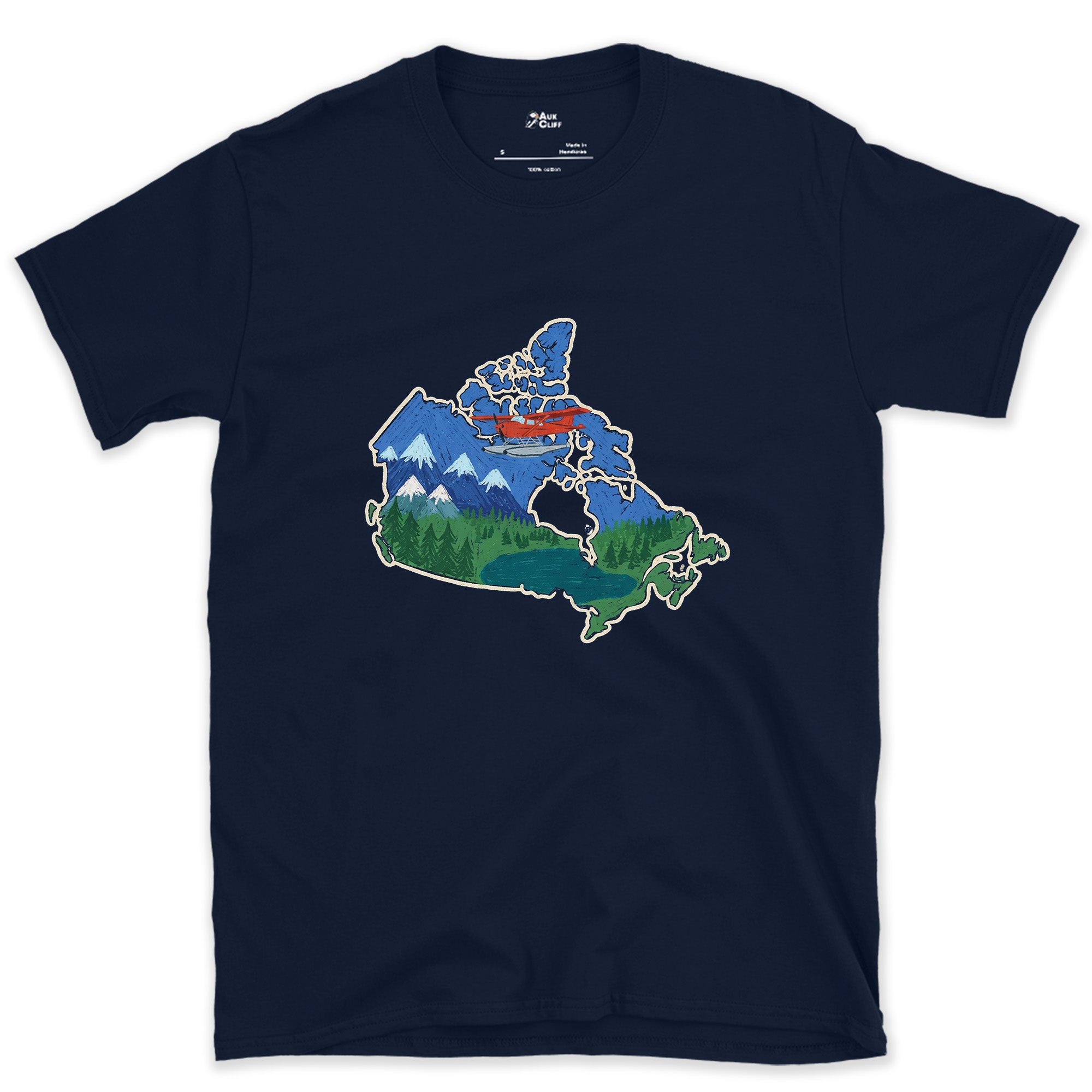 Forest and Peak Grown Into Canada design on a Navy Gildan Softstyle t-shirt