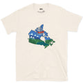 Forest and Peak Grown Into Canada design on a Natural Gildan Softstyle t-shirt