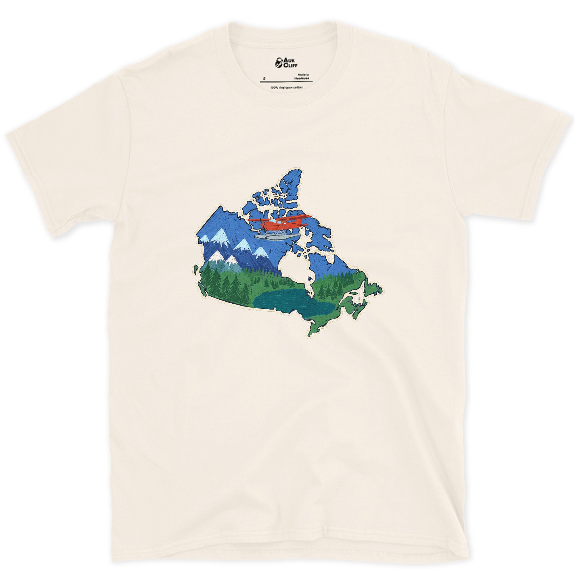 Forest and Peak Grown Into Canada design on a Natural Gildan Softstyle t-shirt