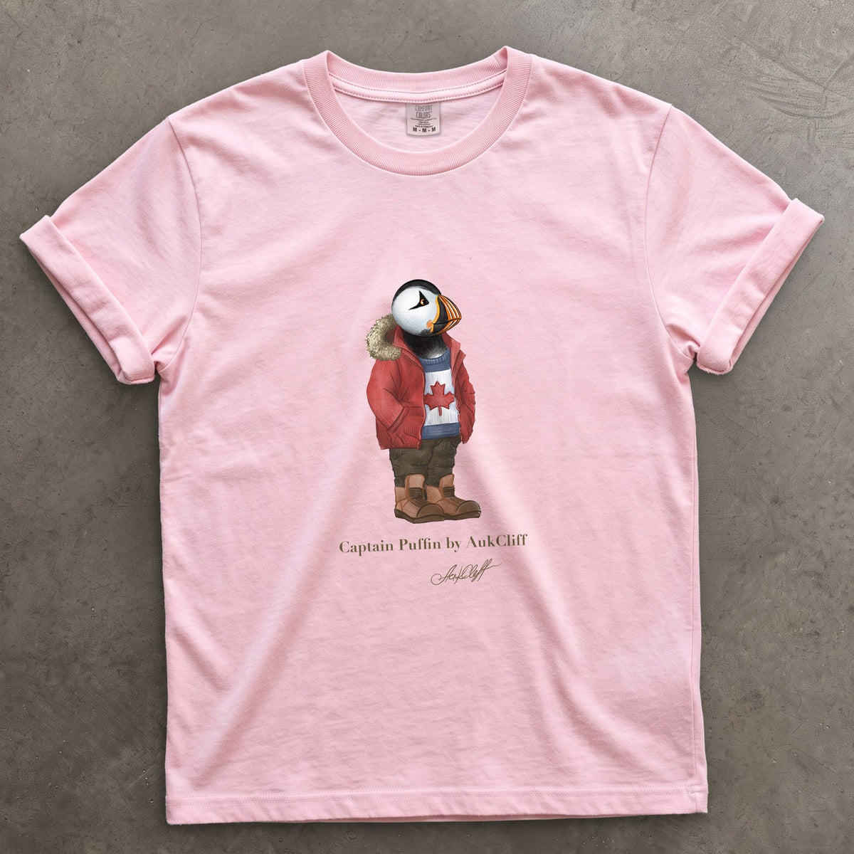 Captain Puffin Canada Trailkeeper on a Blossom Comfort Colors t-shirt