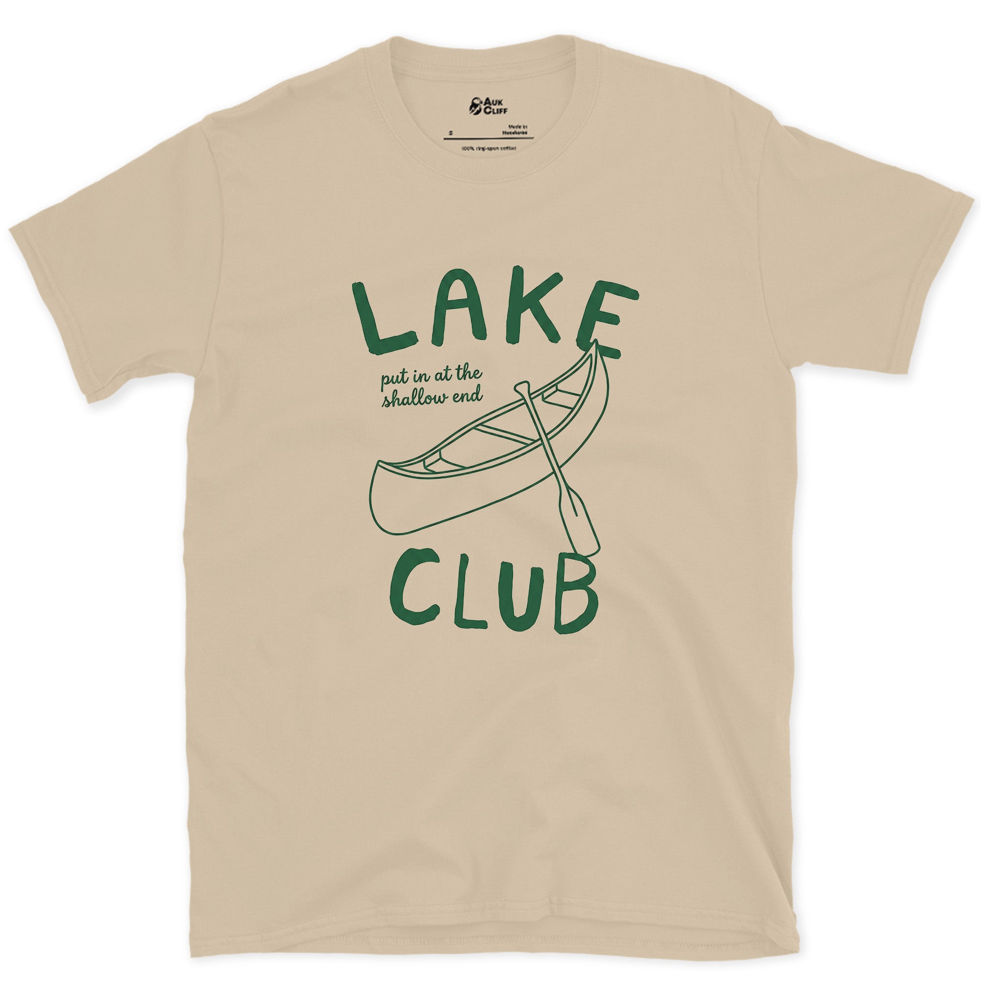 Lake Club Canoe on the Water design on a Sand Gildan Softstyle t-shirt