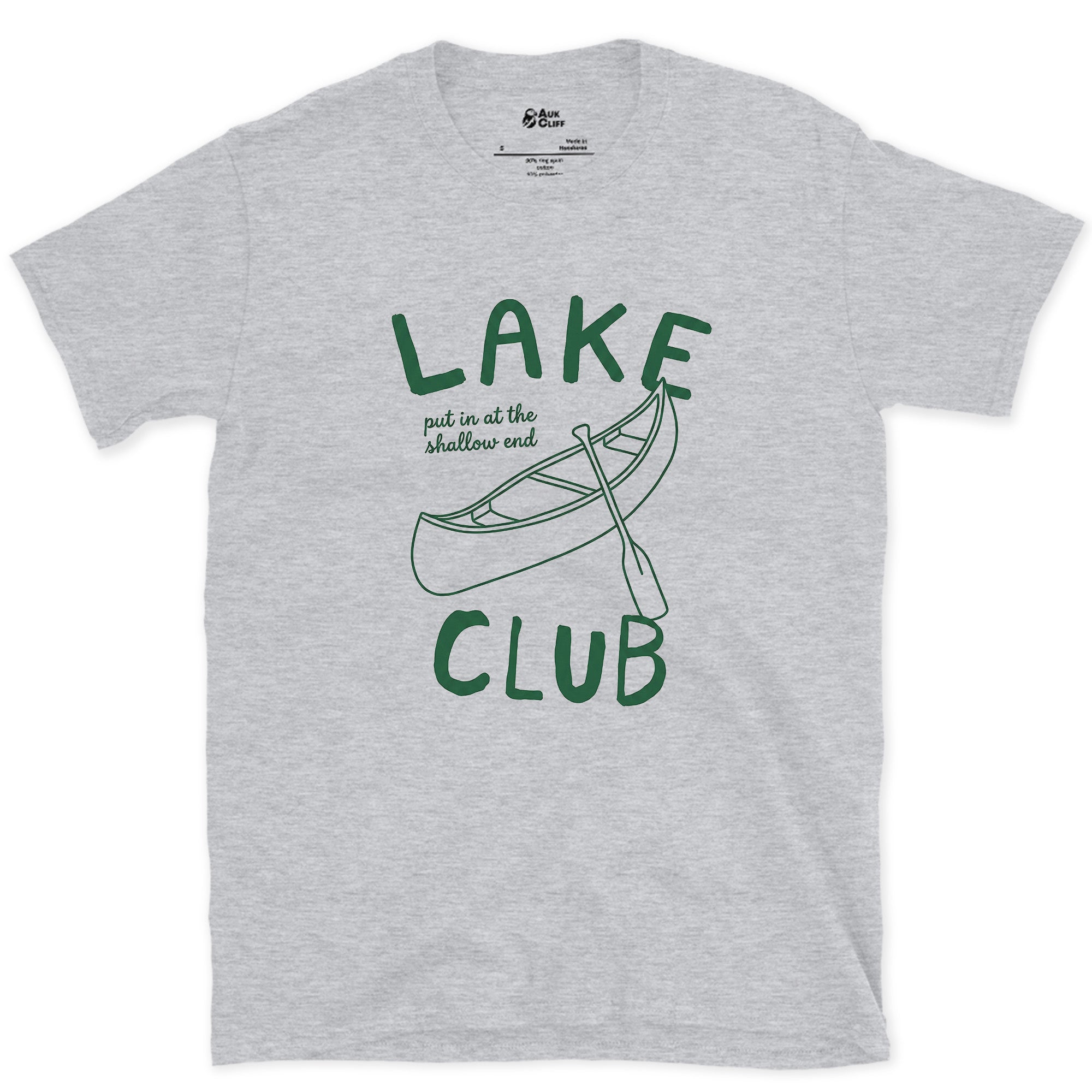 Lake Club Canoe on the Water design on a Sport Grey Gildan Softstyle t-shirt