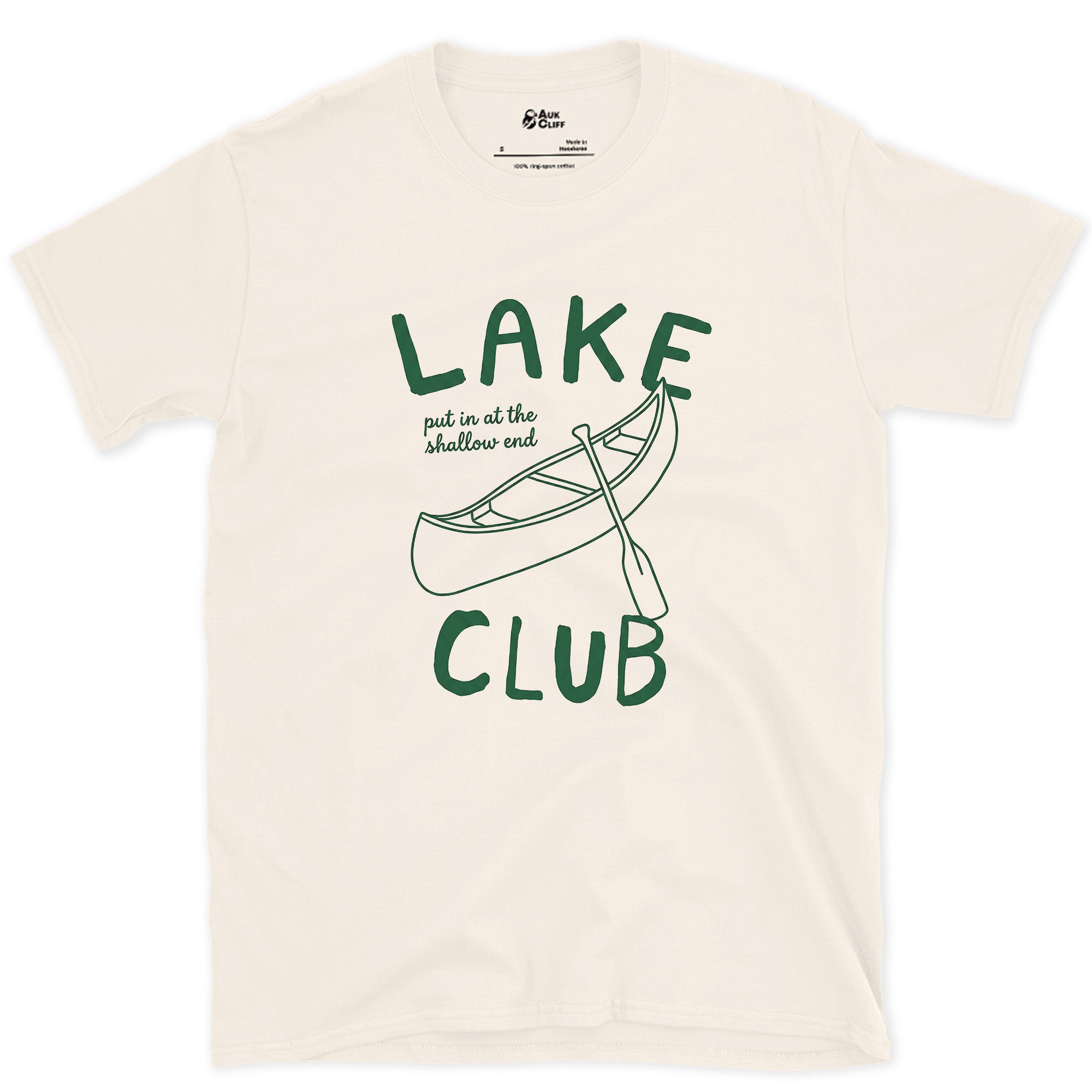 Lake Club Canoe on the Water design on a Natural Gildan Softstyle t-shirt