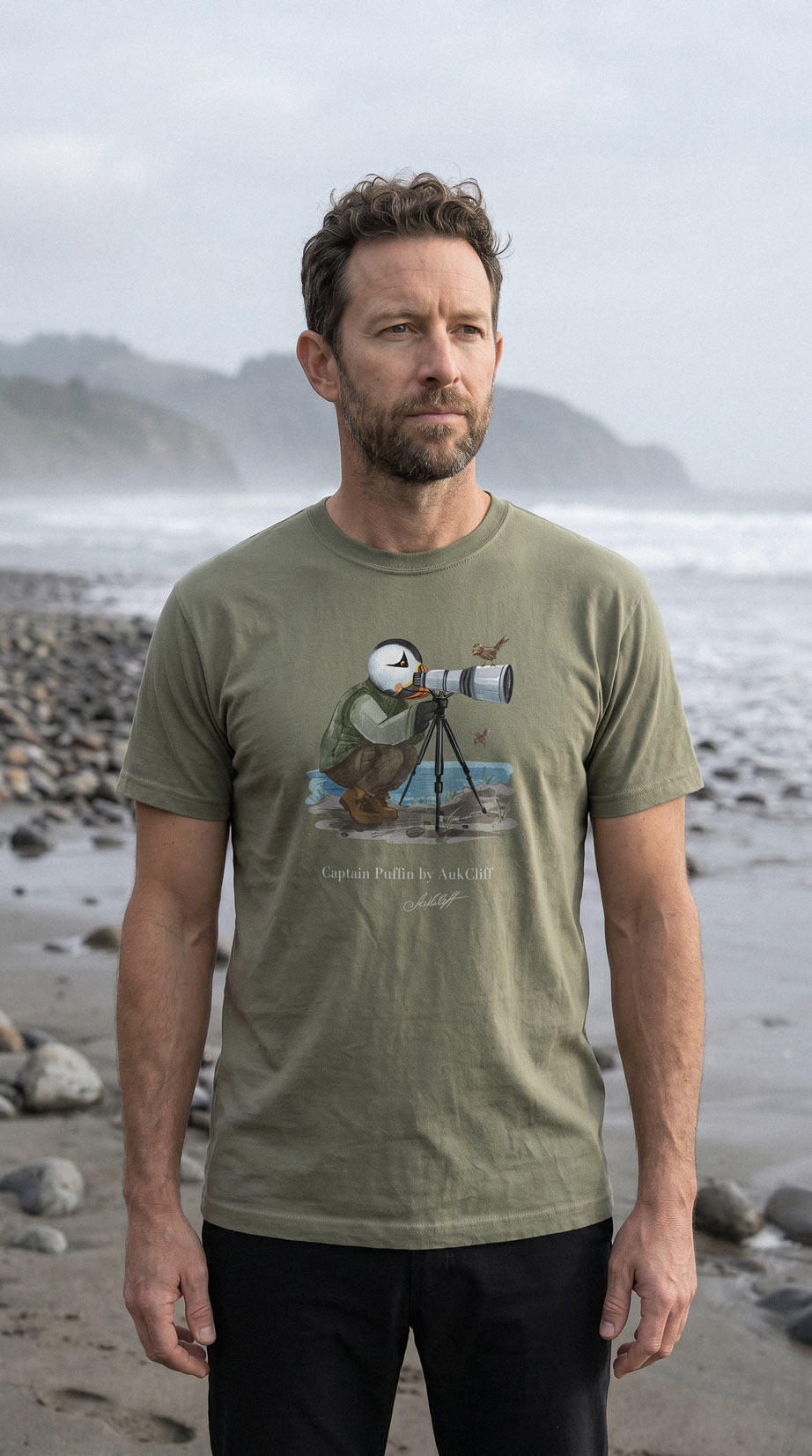 Captain Puffin Bird Photographer T-shirt