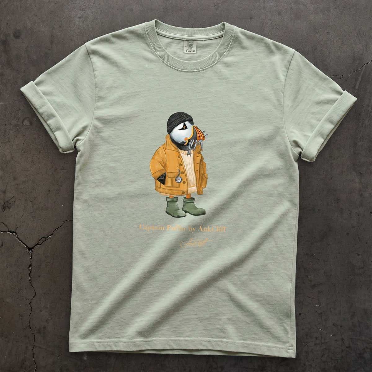 Captain Puffin Sailor Catch of the Day on a Bay Comfort Colors t-shirt