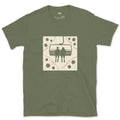 Shoulder to Shoulder on the Chairlift design on a Military Green Gildan Softstyle t-shirt