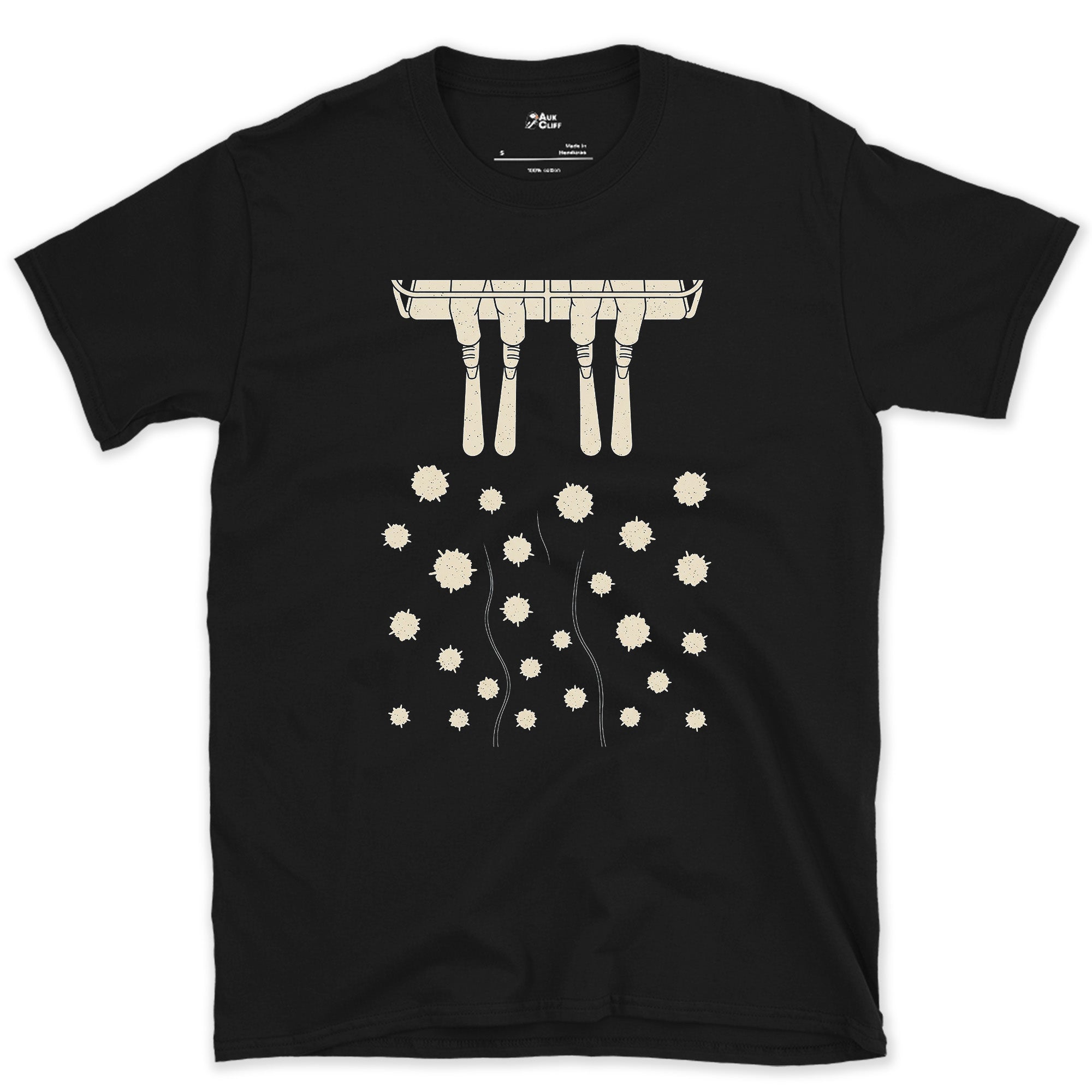 Skis Hold Still, the Snow Scrolls By design on a Black Gildan Softstyle t-shirt