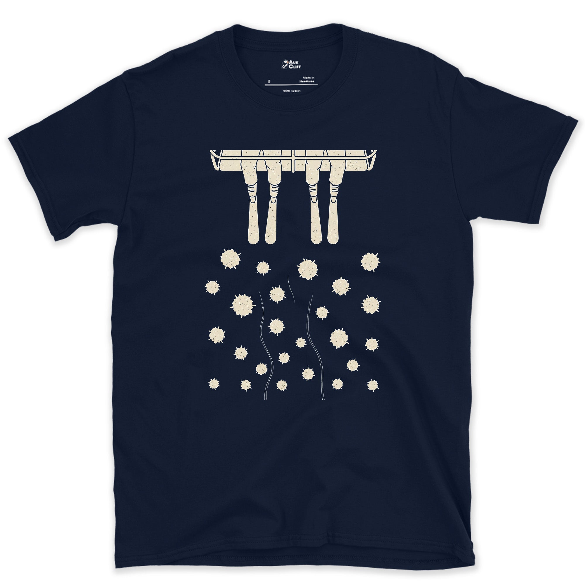 Skis Hold Still, the Snow Scrolls By design on a Navy Gildan Softstyle t-shirt