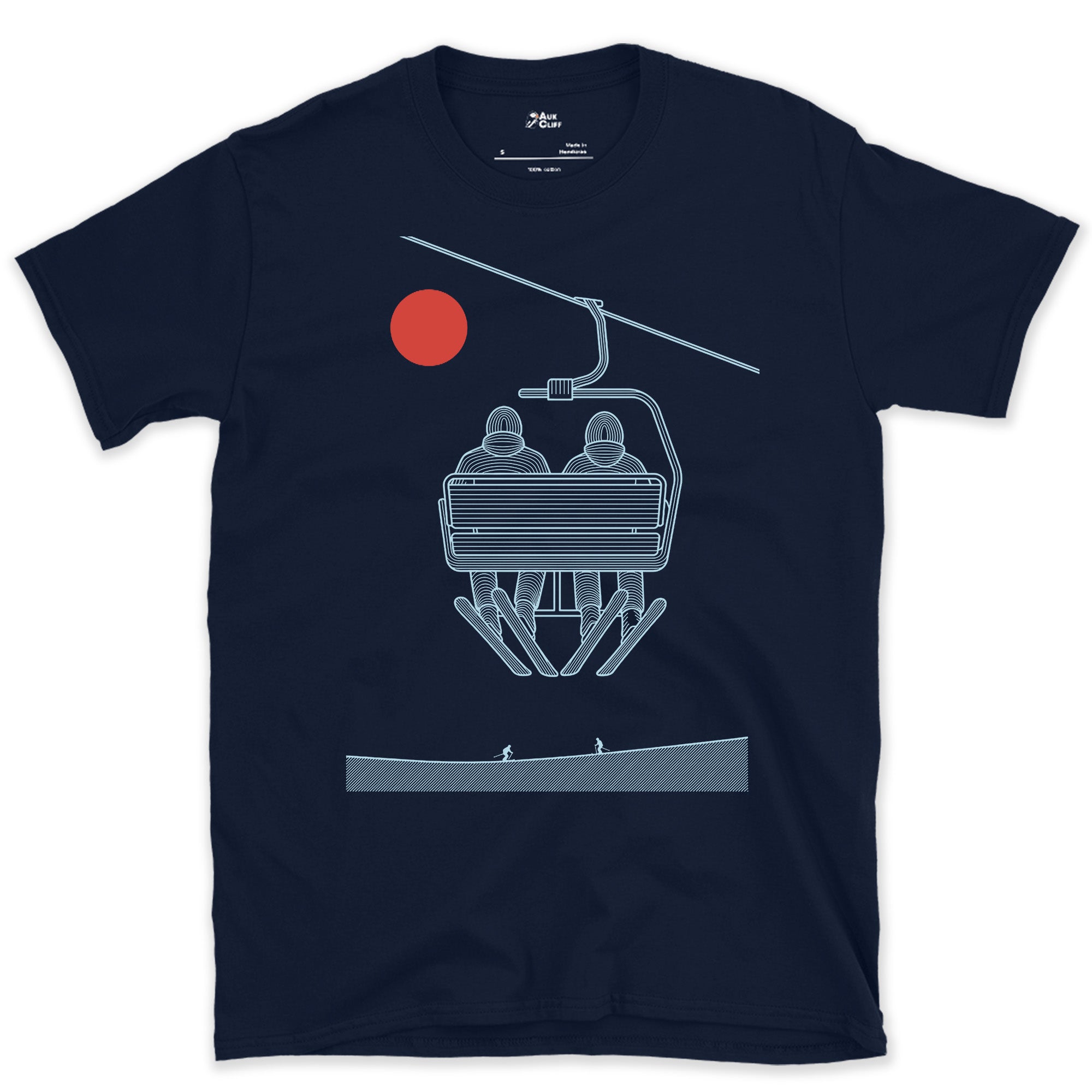 Two Riders, the Quiet Minute Before the Run design on a Navy Gildan Softstyle t-shirt