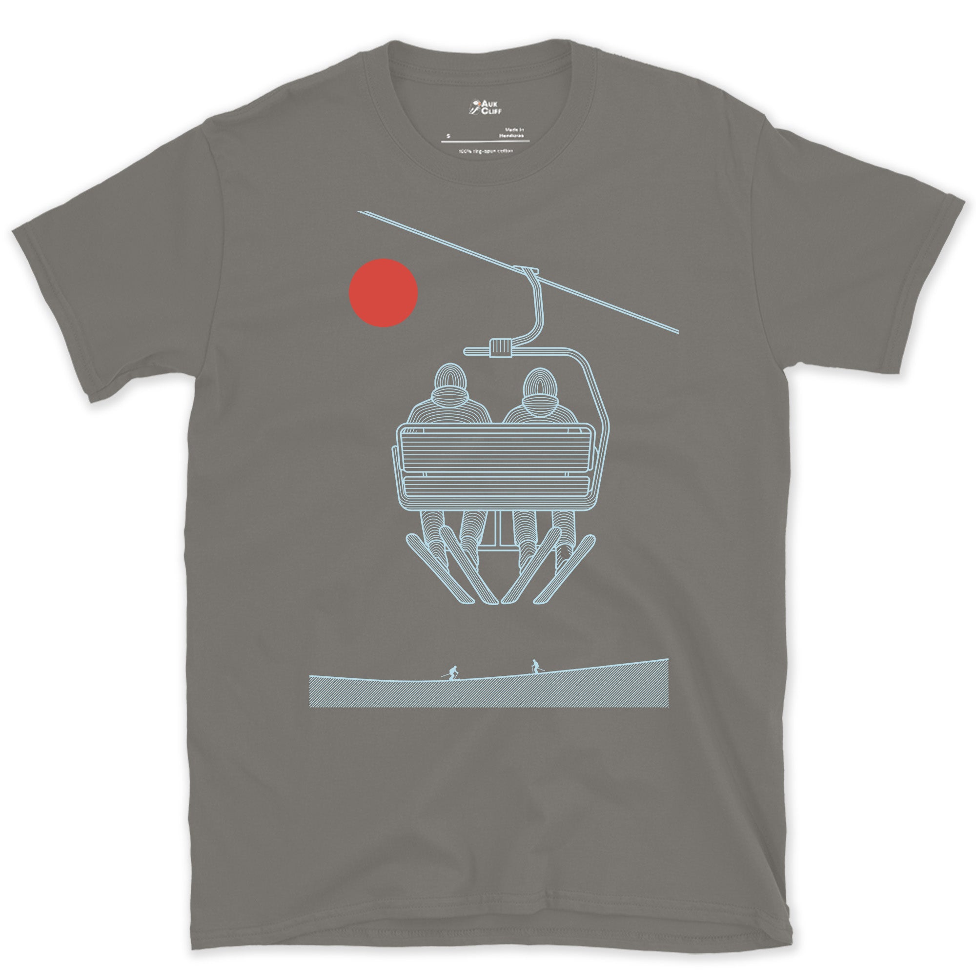 Two Riders, the Quiet Minute Before the Run design on a Charcoal Gildan Softstyle t-shirt