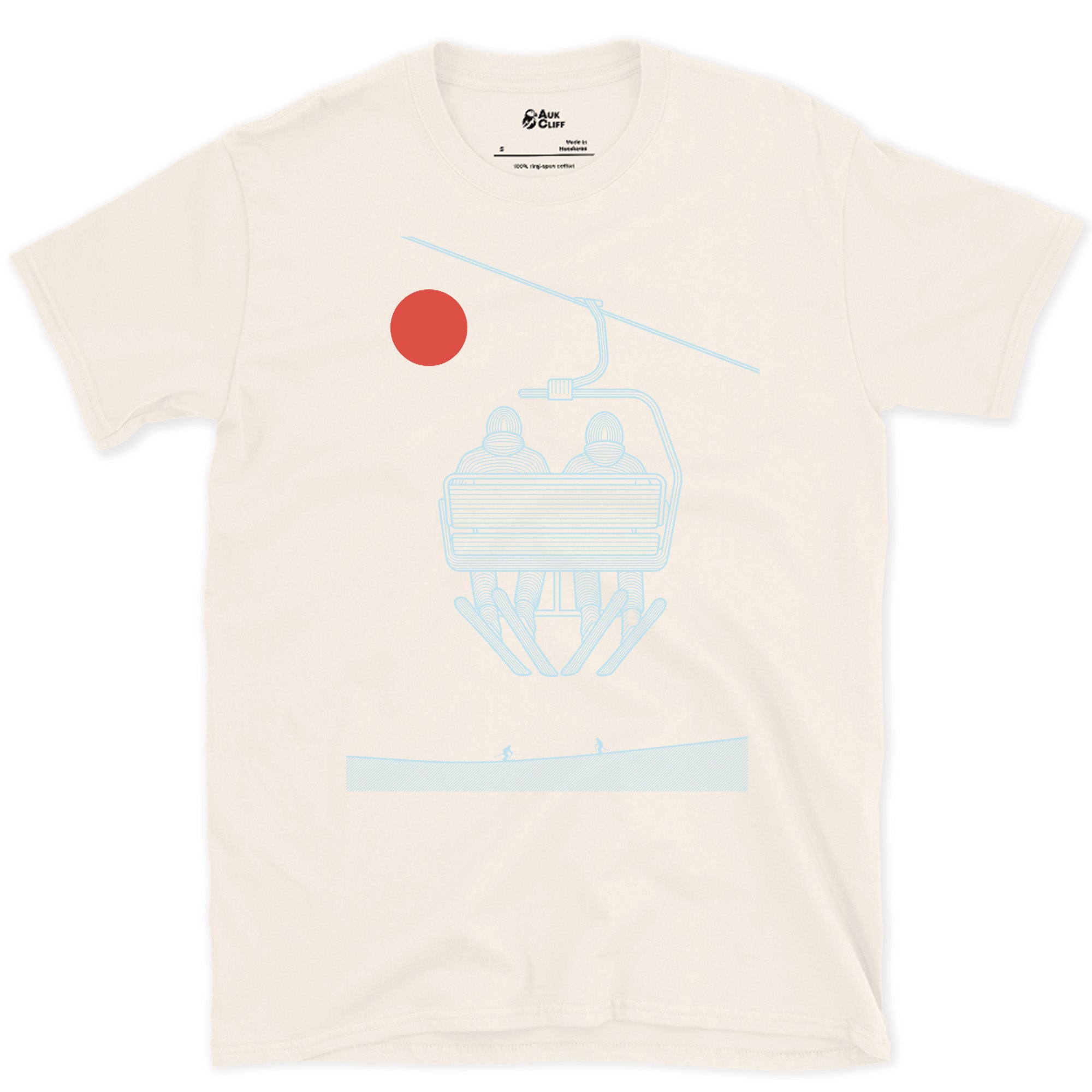 Two Riders, the Quiet Minute Before the Run design on a Natural Gildan Softstyle t-shirt