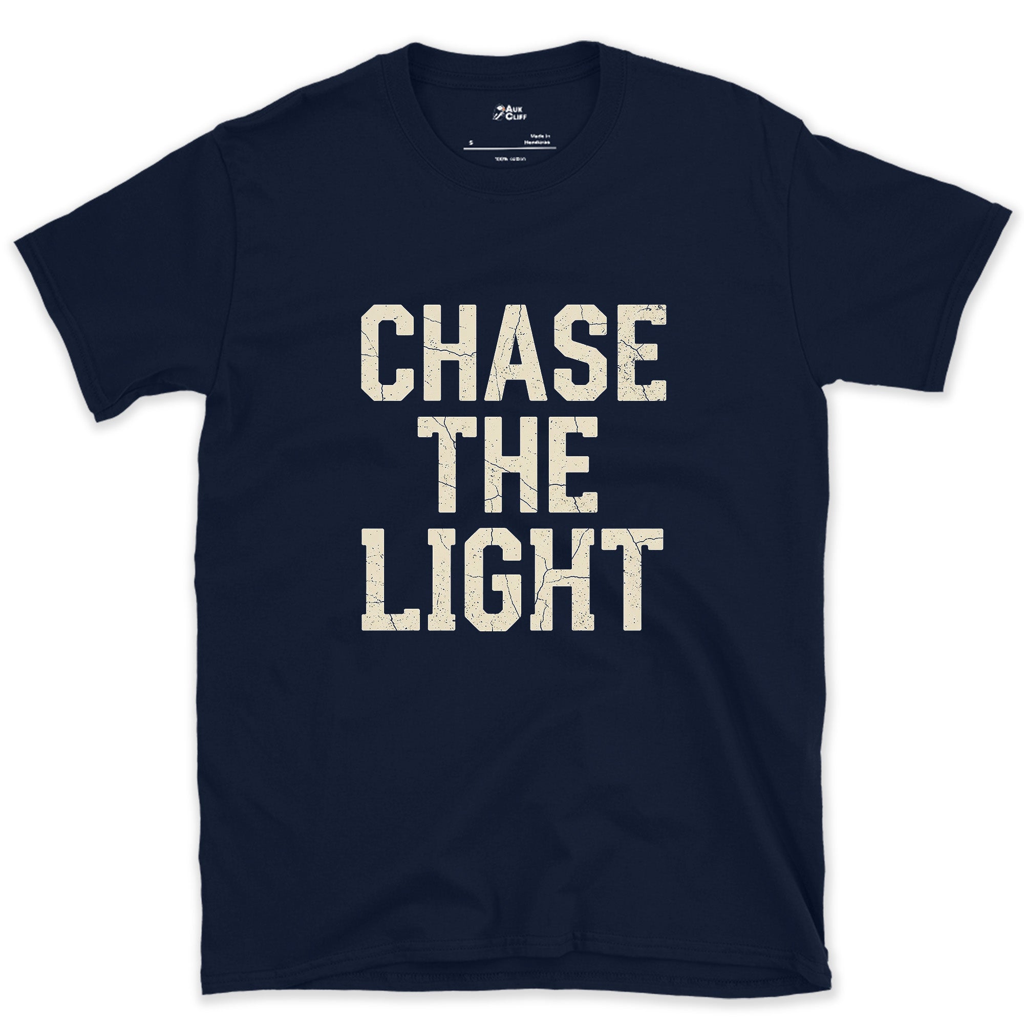 Chase the Light, Every Photographer Does design on a Navy Gildan Softstyle t-shirt