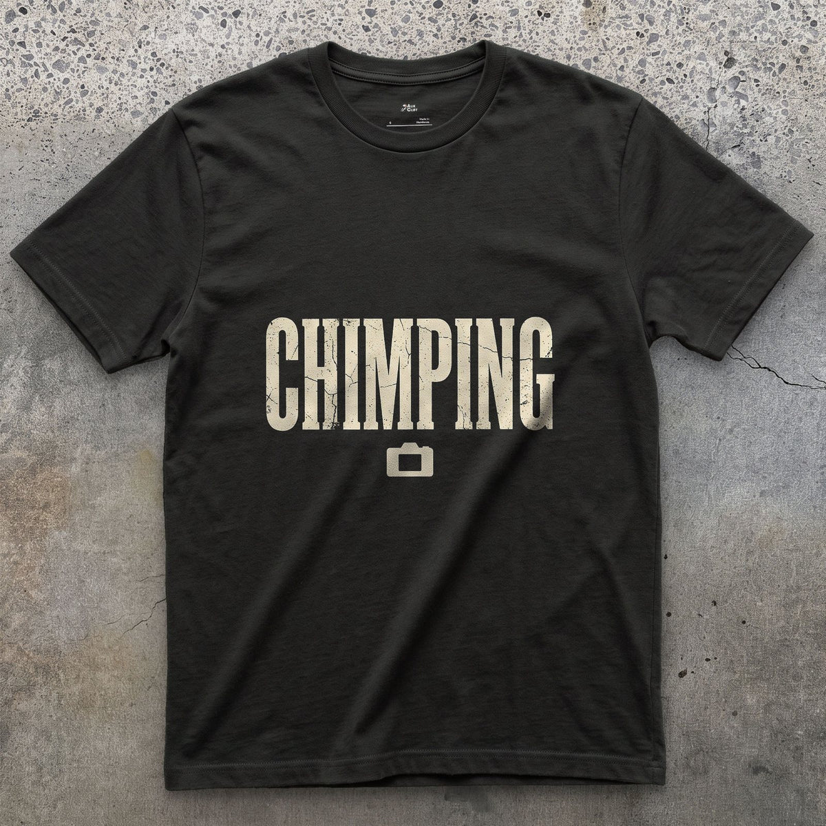 Chimping, Checking the Camera Screen design on a Black Gildan Softstyle t-shirt