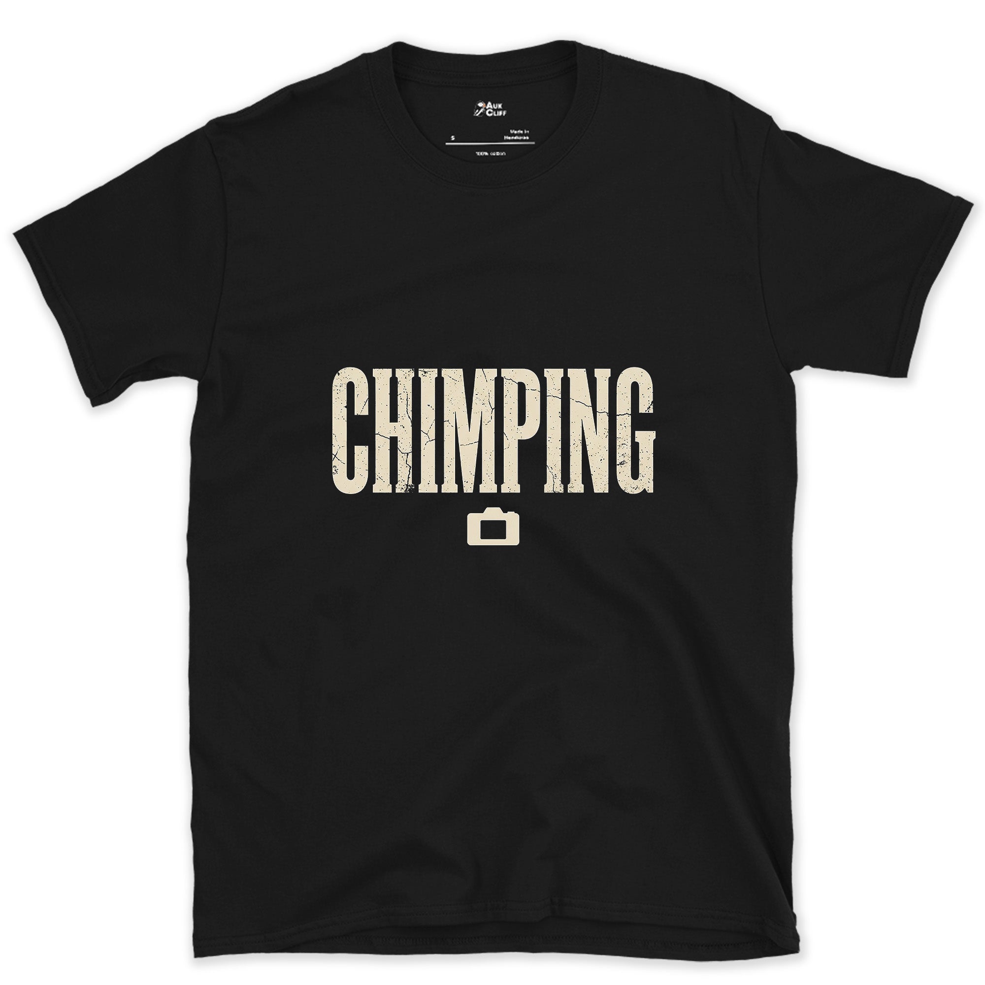 Chimping, Checking the Camera Screen design on a Black Gildan Softstyle t-shirt