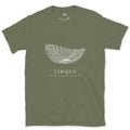 Cirque, the Bowl a Glacier Leaves Behind design on a Military Green Gildan Softstyle t-shirt