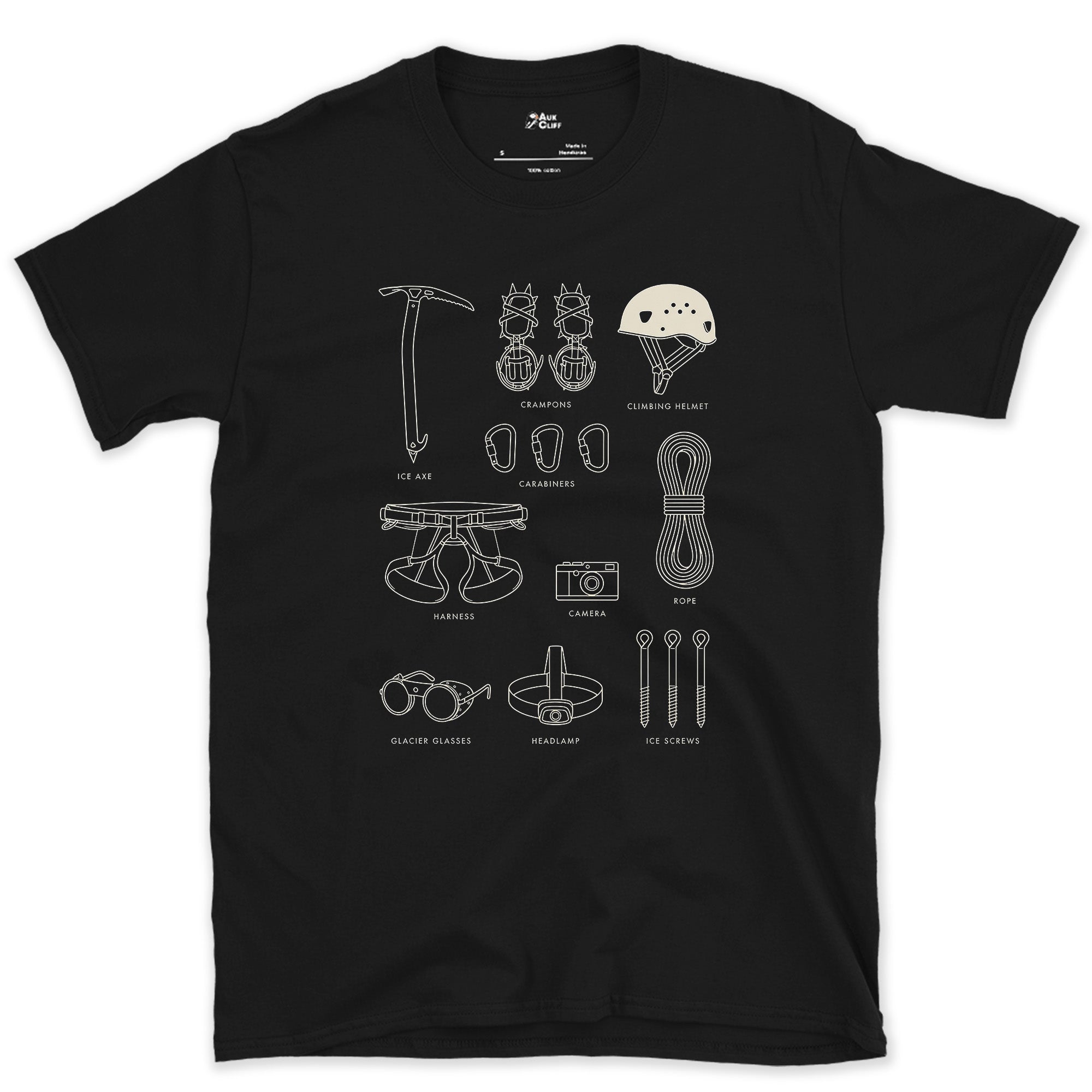 Checks the Climbing Kit Twice Before the Route design on a Black Gildan Softstyle t-shirt