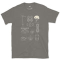 Checks the Climbing Kit Twice Before the Route design on a Charcoal Gildan Softstyle t-shirt