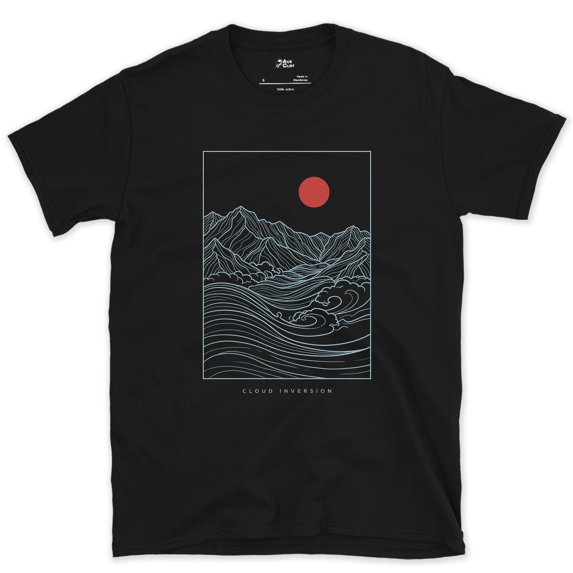 Cloud Inversion, When the Valley Disappears design on a Black Gildan Softstyle t-shirt
