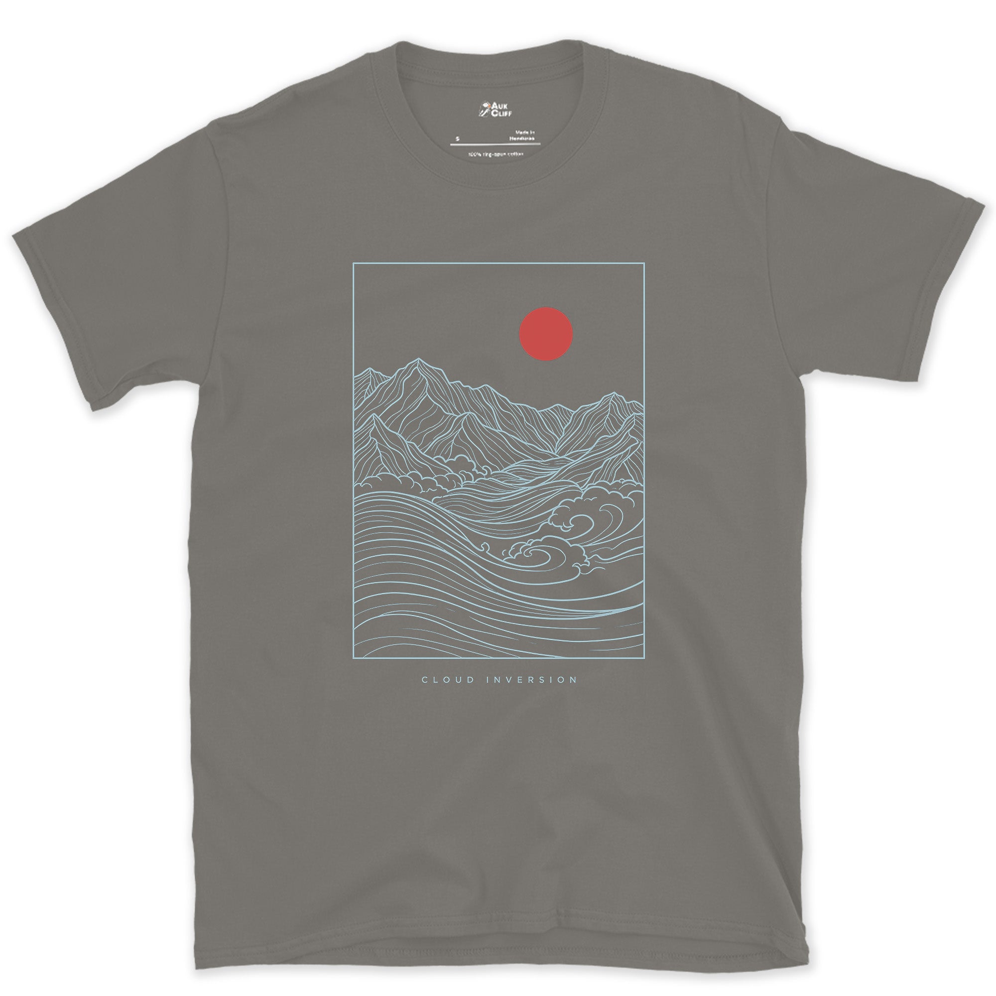 Cloud Inversion, When the Valley Disappears design on a Charcoal Gildan Softstyle t-shirt