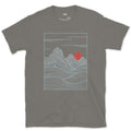 Clouds Pooling Below the Ridge design on a Charcoal Gildan Softstyle t-shirt