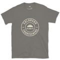 Colorado Fourteeners Start at the Entry Point design on a Charcoal Gildan Softstyle t-shirt