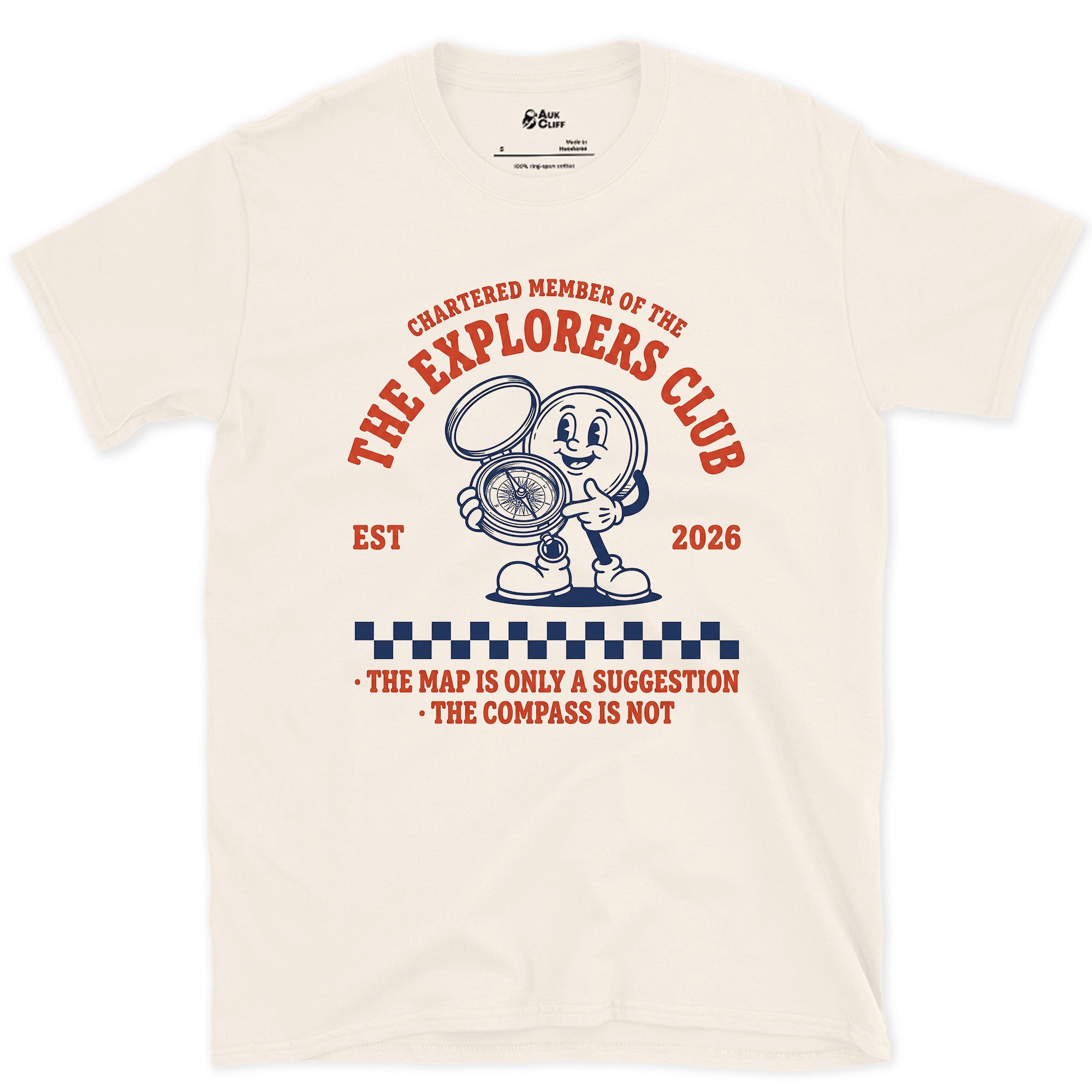 The Explorers Club, the Map Is Only a Suggestion design on a Natural Gildan Softstyle t-shirt