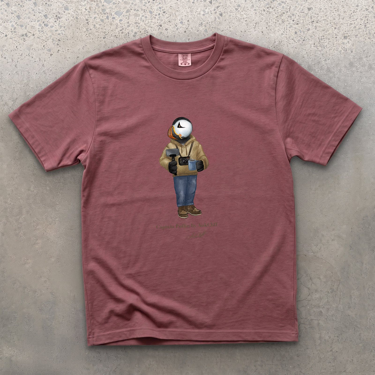 Captain Puffin Content Creator on a Brick Comfort Colors t-shirt