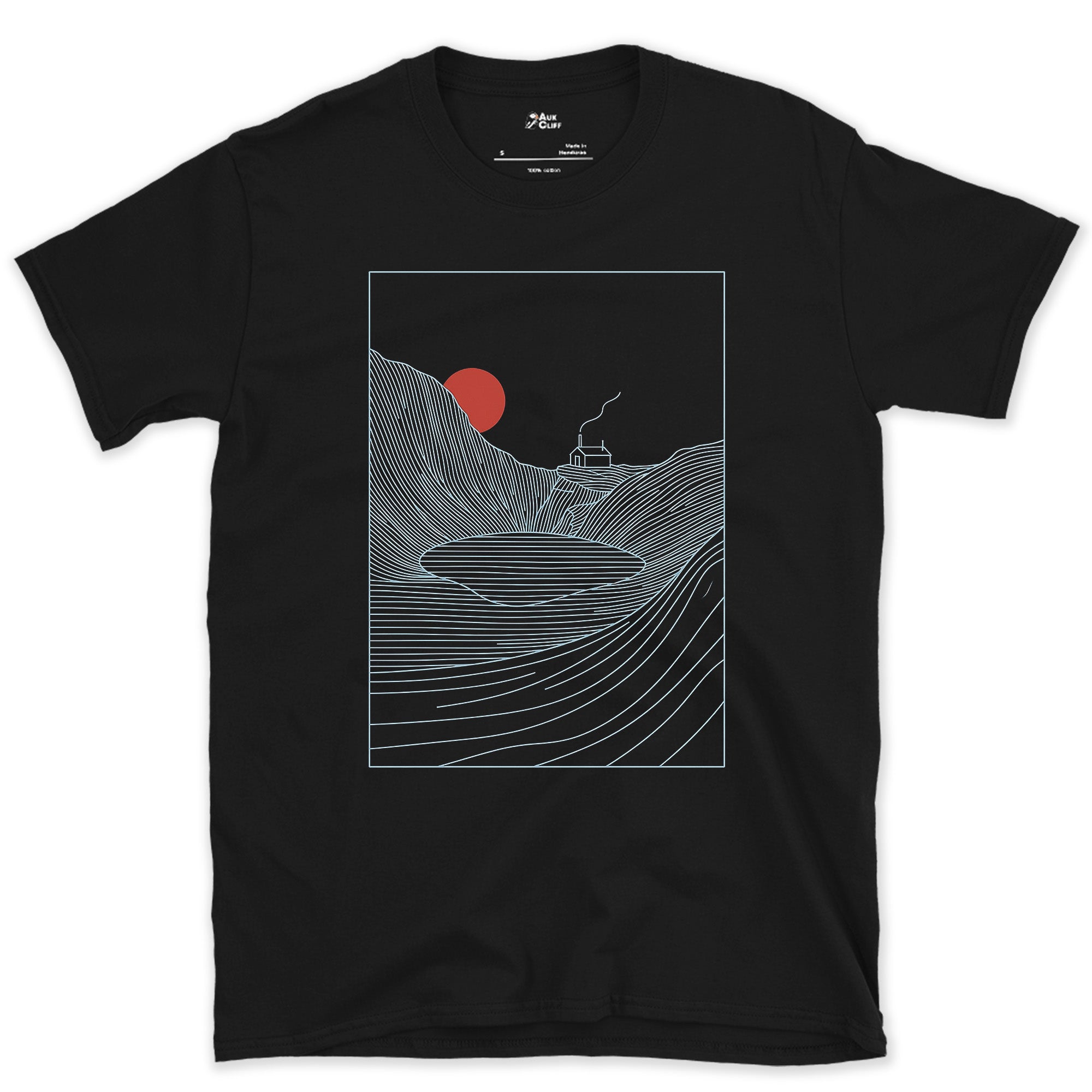 Smoke Thread From the Corrie Cabin design on a Black Gildan Softstyle t-shirt