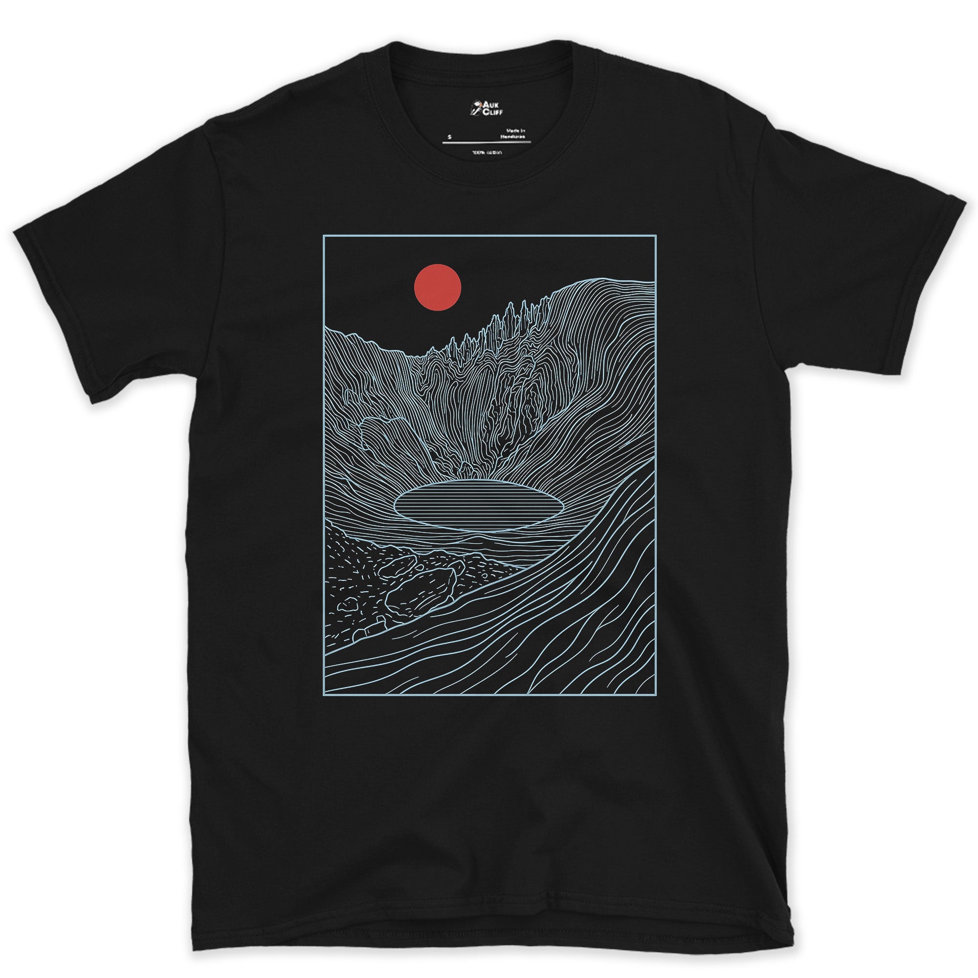The Bowl the Glacier Carved design on a Black Gildan Softstyle t-shirt