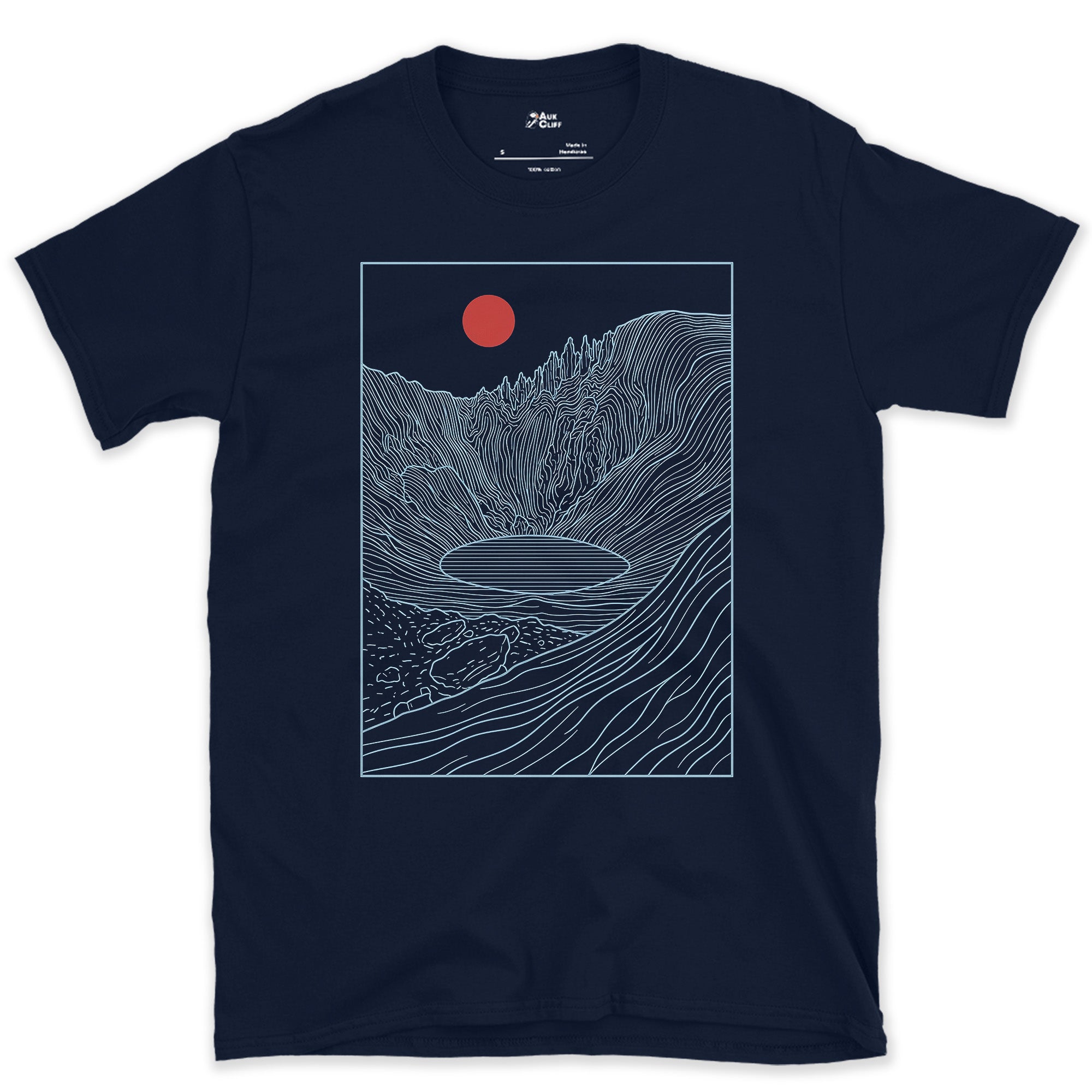 The Bowl the Glacier Carved design on a Navy Gildan Softstyle t-shirt