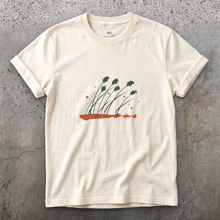 Cotton Grass, Thin Stems design on a Natural Gildan Softstyle t-shirt