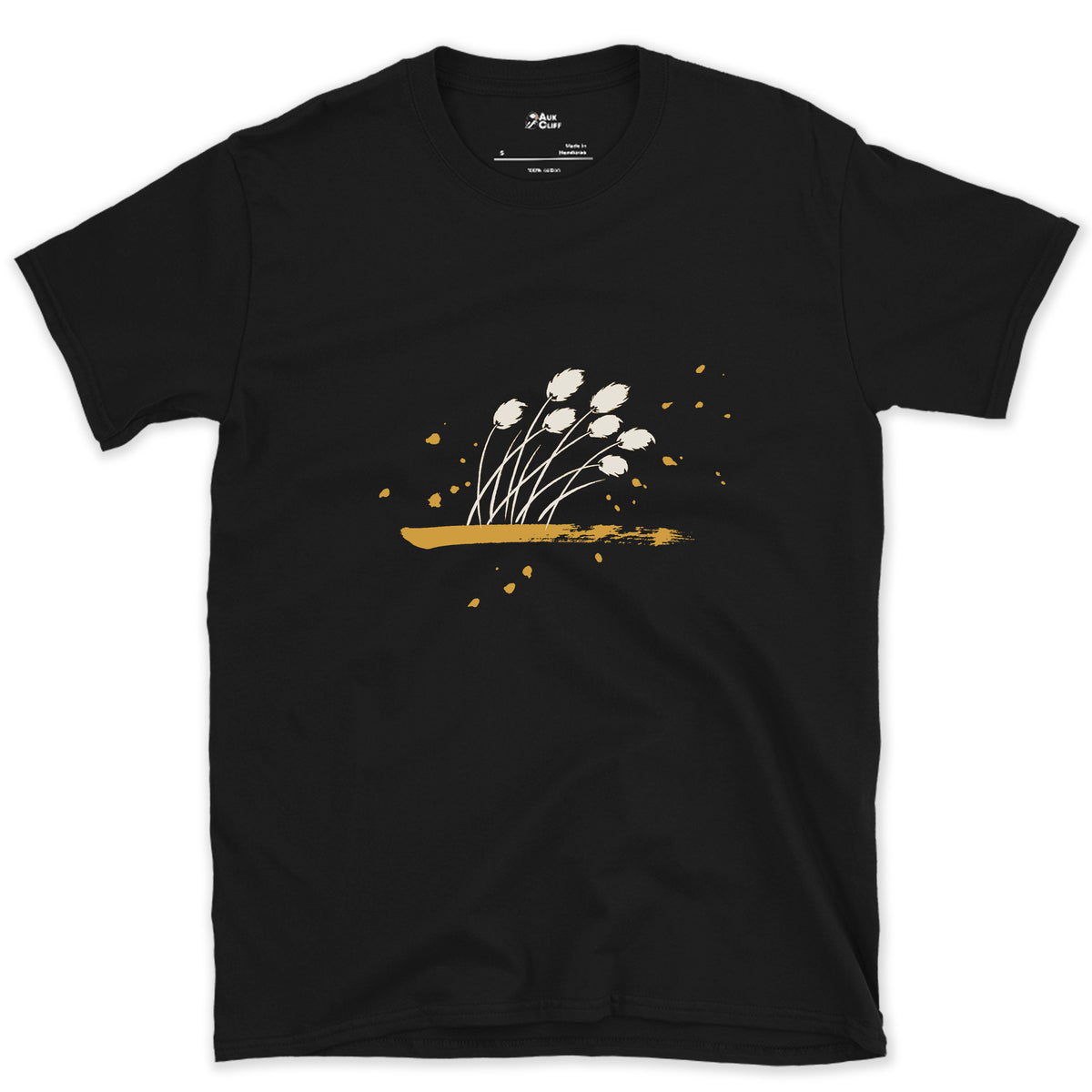 Cotton Grass, Thin Stems design on a Black Gildan Softstyle t-shirt