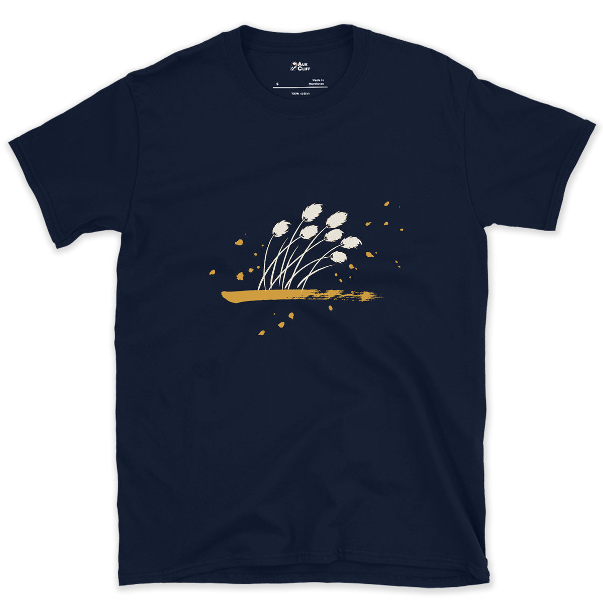 Cotton Grass, Thin Stems design on a Navy Gildan Softstyle t-shirt