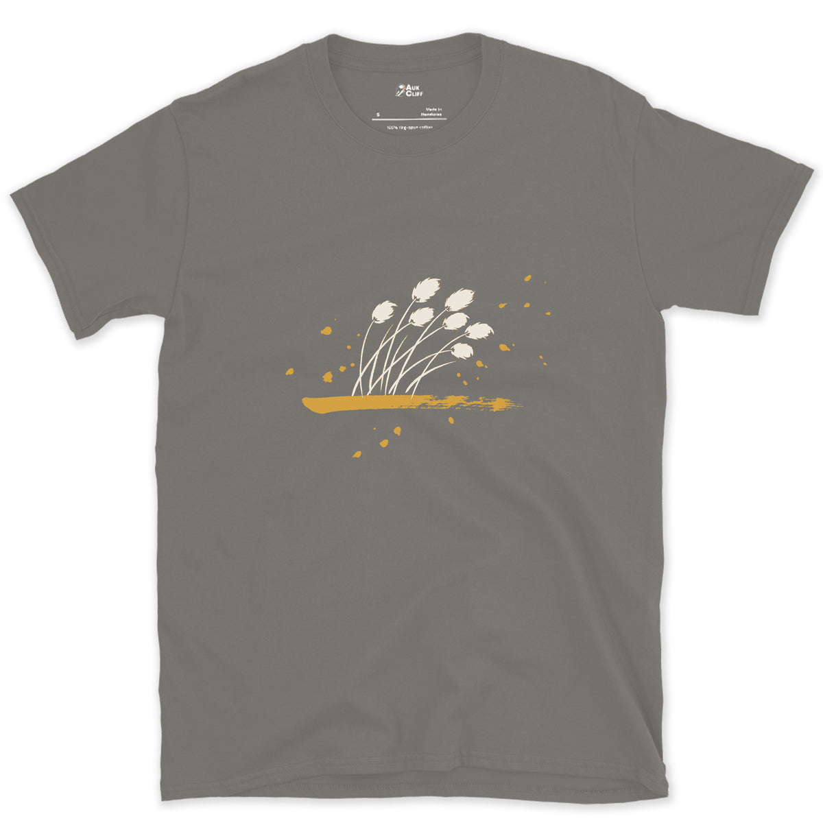 Cotton Grass, Thin Stems design on a Charcoal Gildan Softstyle t-shirt