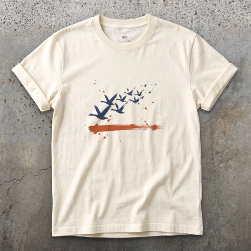 Count Them, Nine Geese design on a Natural Gildan Softstyle t-shirt