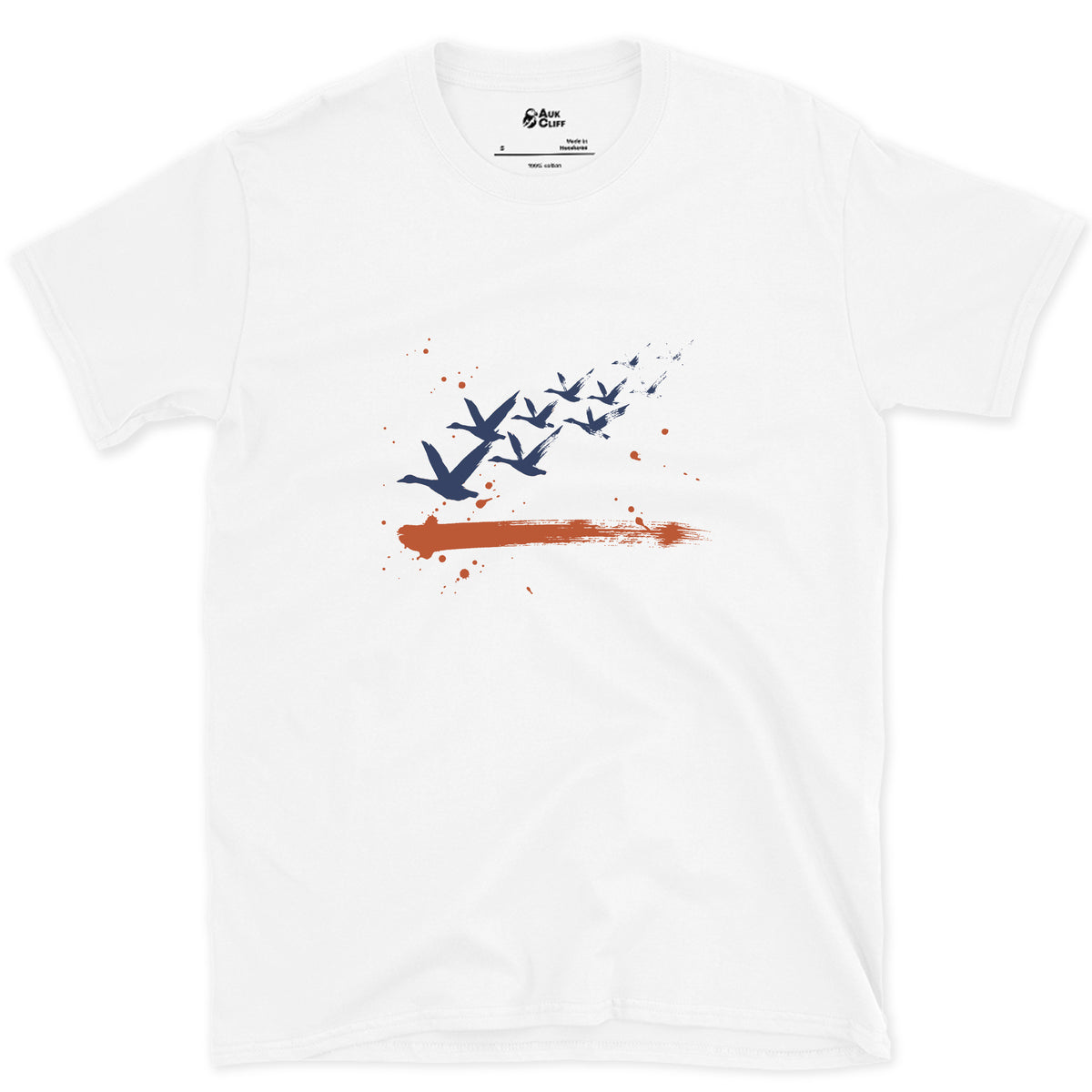 Count Them, Nine Geese design on a White Gildan Softstyle t-shirt