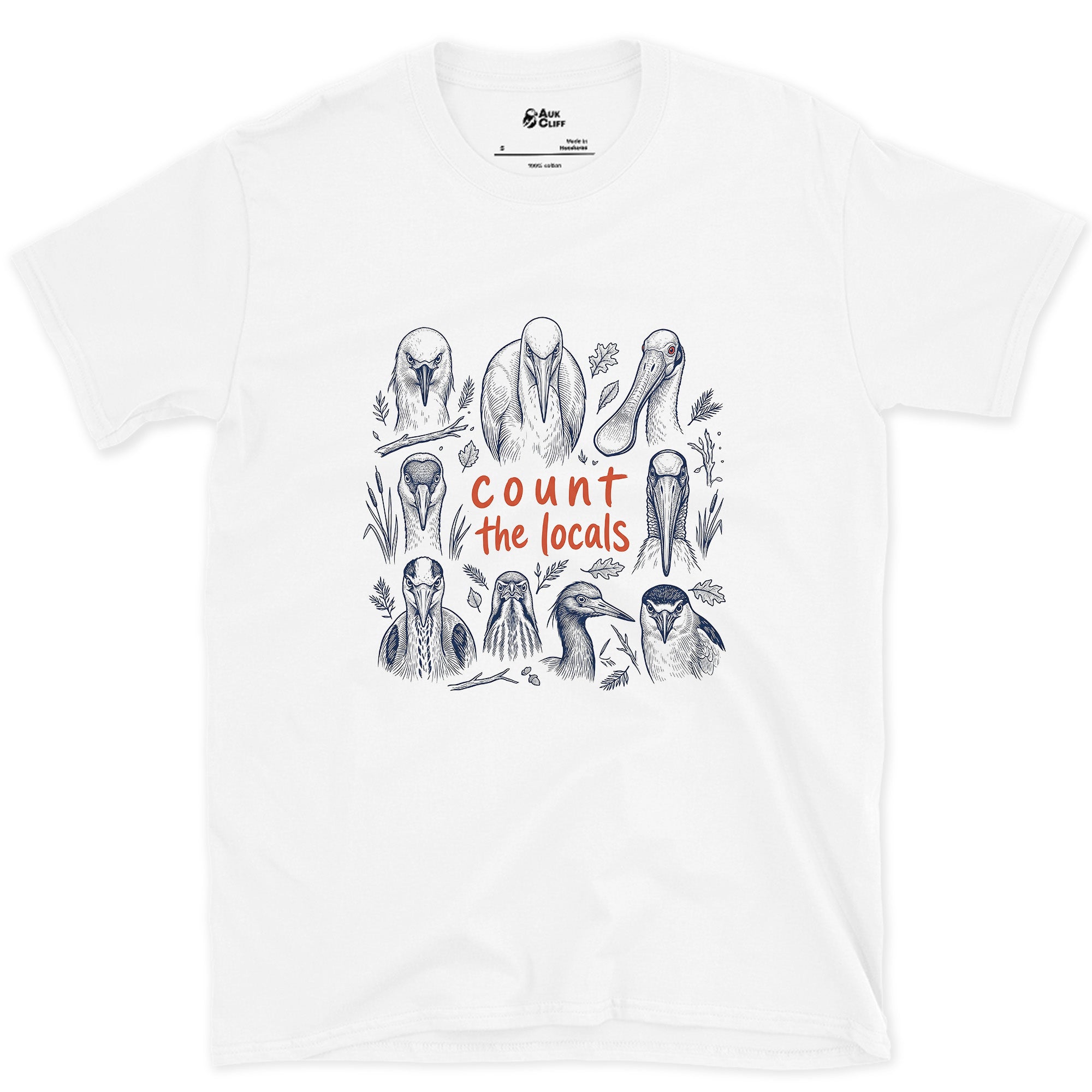 Count the Locals, Seabird Grid With a Puffin design on a White Gildan Softstyle t-shirt