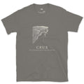 Crux Decides Whether the Climb Happens design on a Charcoal Gildan Softstyle t-shirt