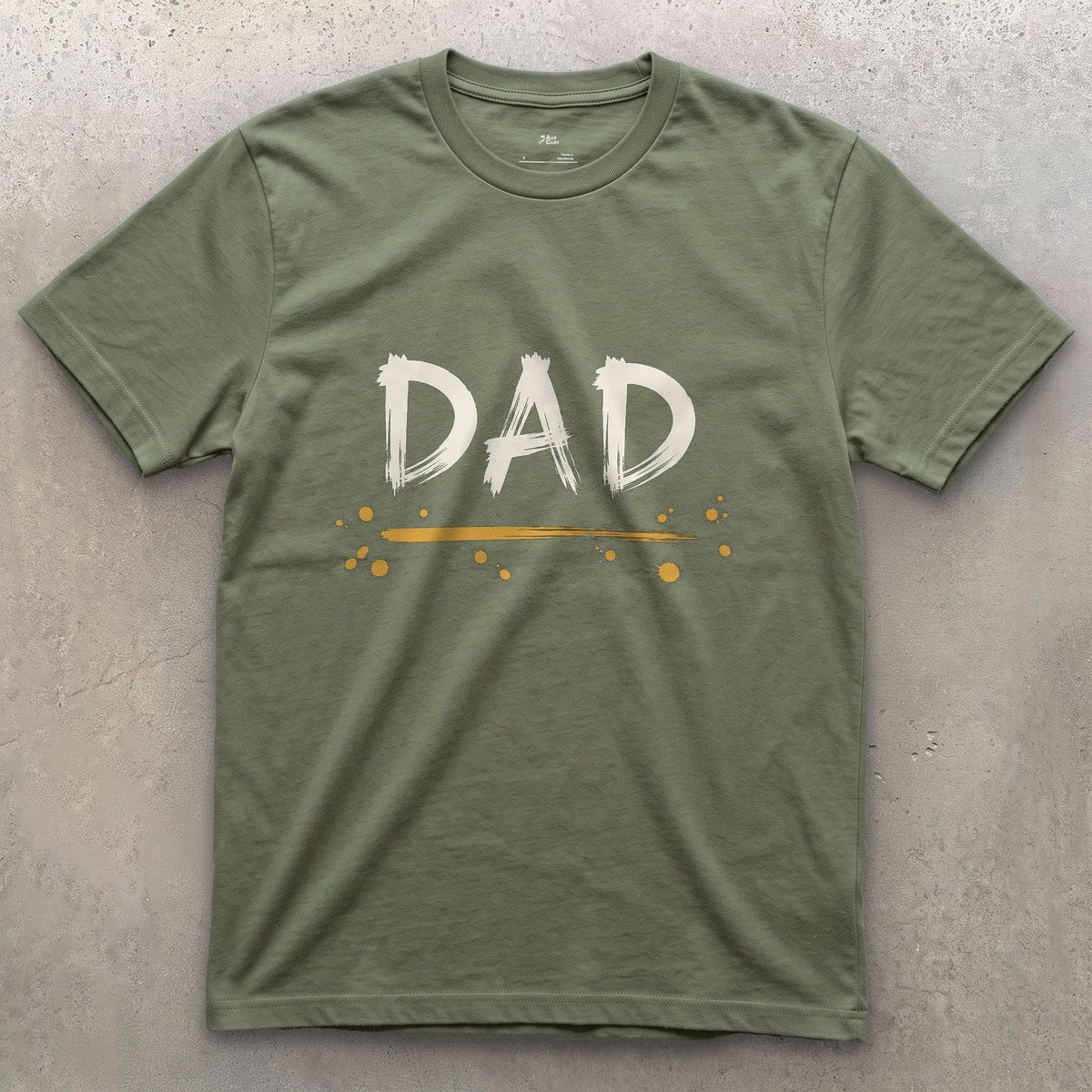 Dad design on a Military Green Gildan Softstyle t-shirt