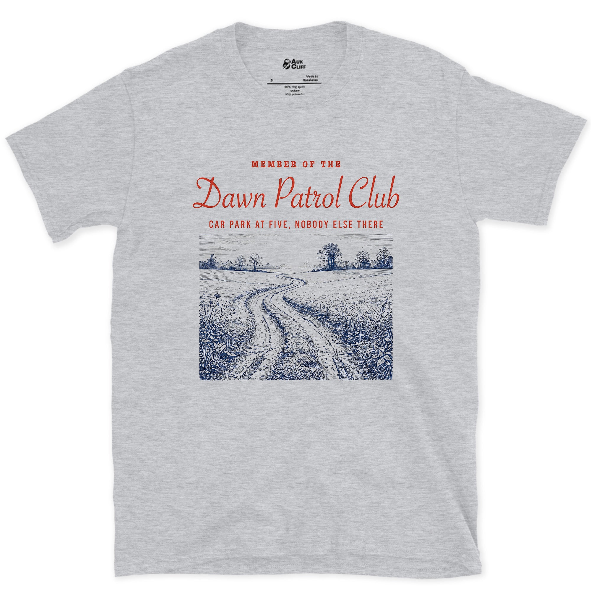 Dawn Patrol, Car Park at Five, Nobody Else There design on a Sport Grey Gildan Softstyle t-shirt