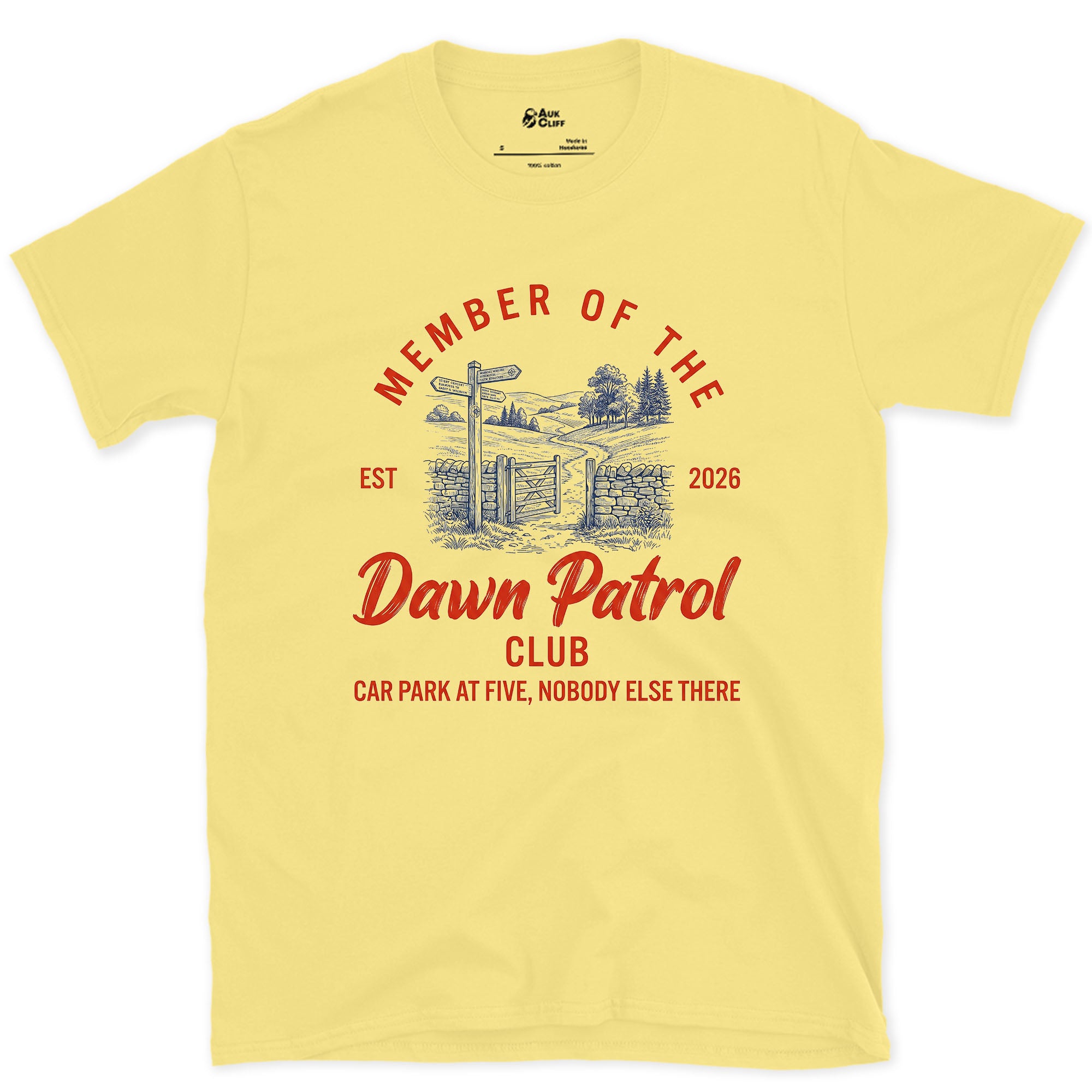 Dawn Patrol Club, Car Park at Five design on a Cornsilk Gildan Softstyle t-shirt