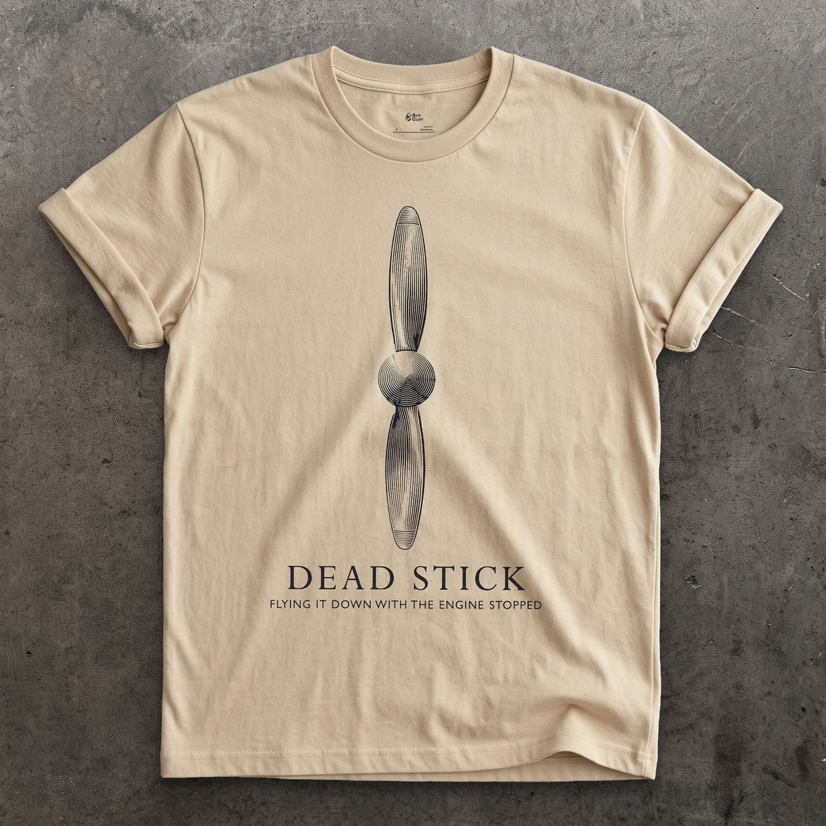 Dead Stick, Engine Stopped design on a Sand Gildan Softstyle t-shirt