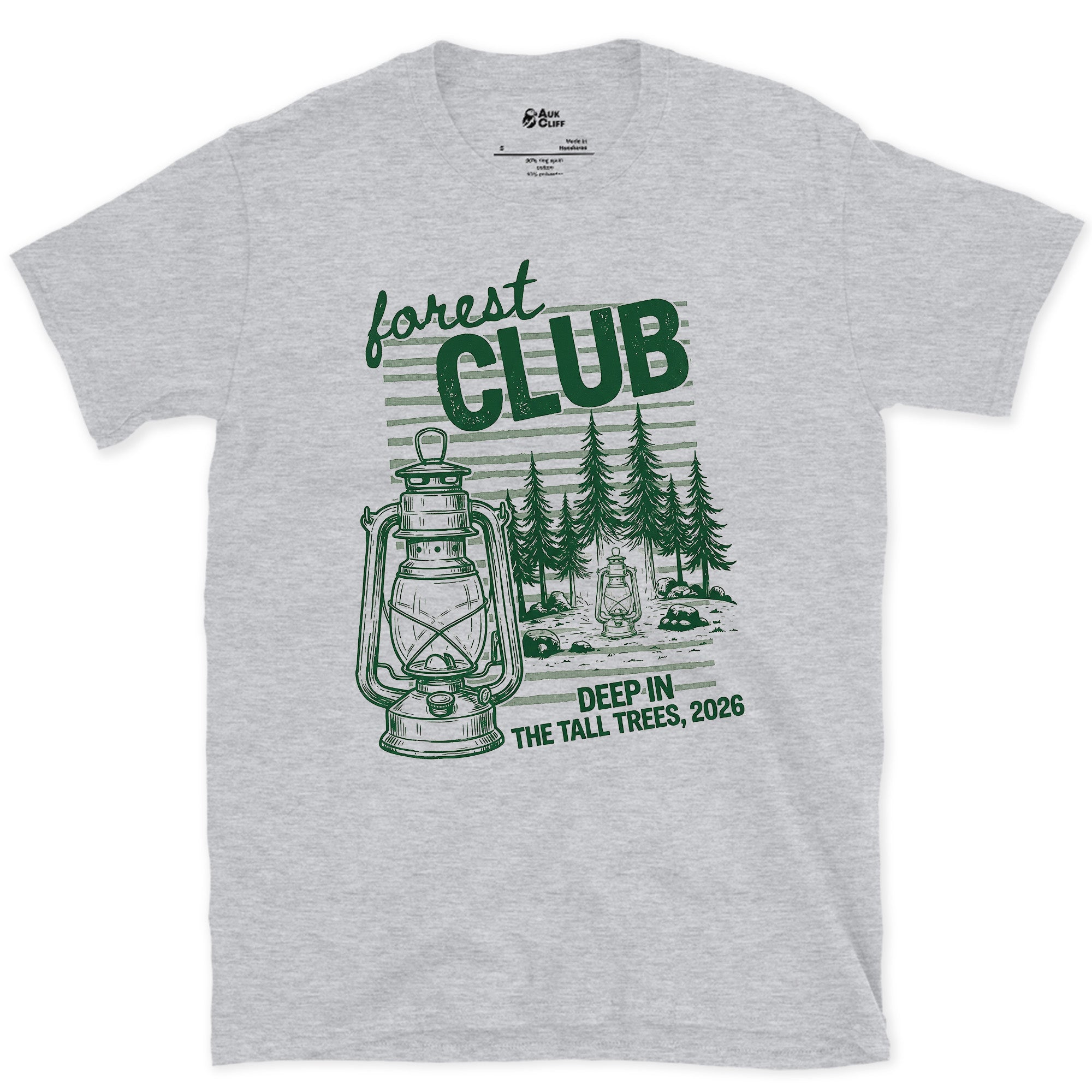 Deep in the Tall Trees, Forest Club design on a Sport Grey Gildan Softstyle t-shirt