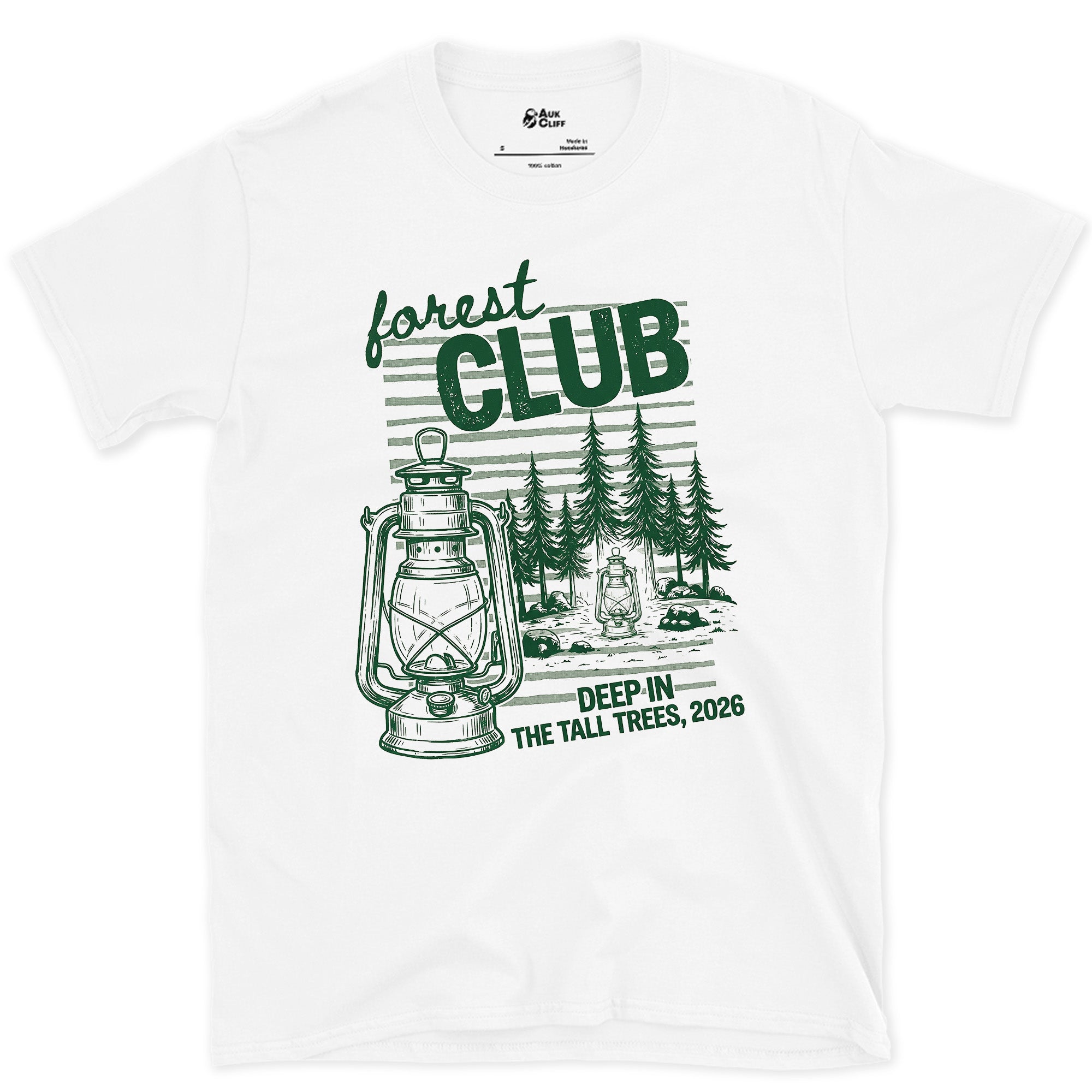 Deep in the Tall Trees, Forest Club design on a White Gildan Softstyle t-shirt