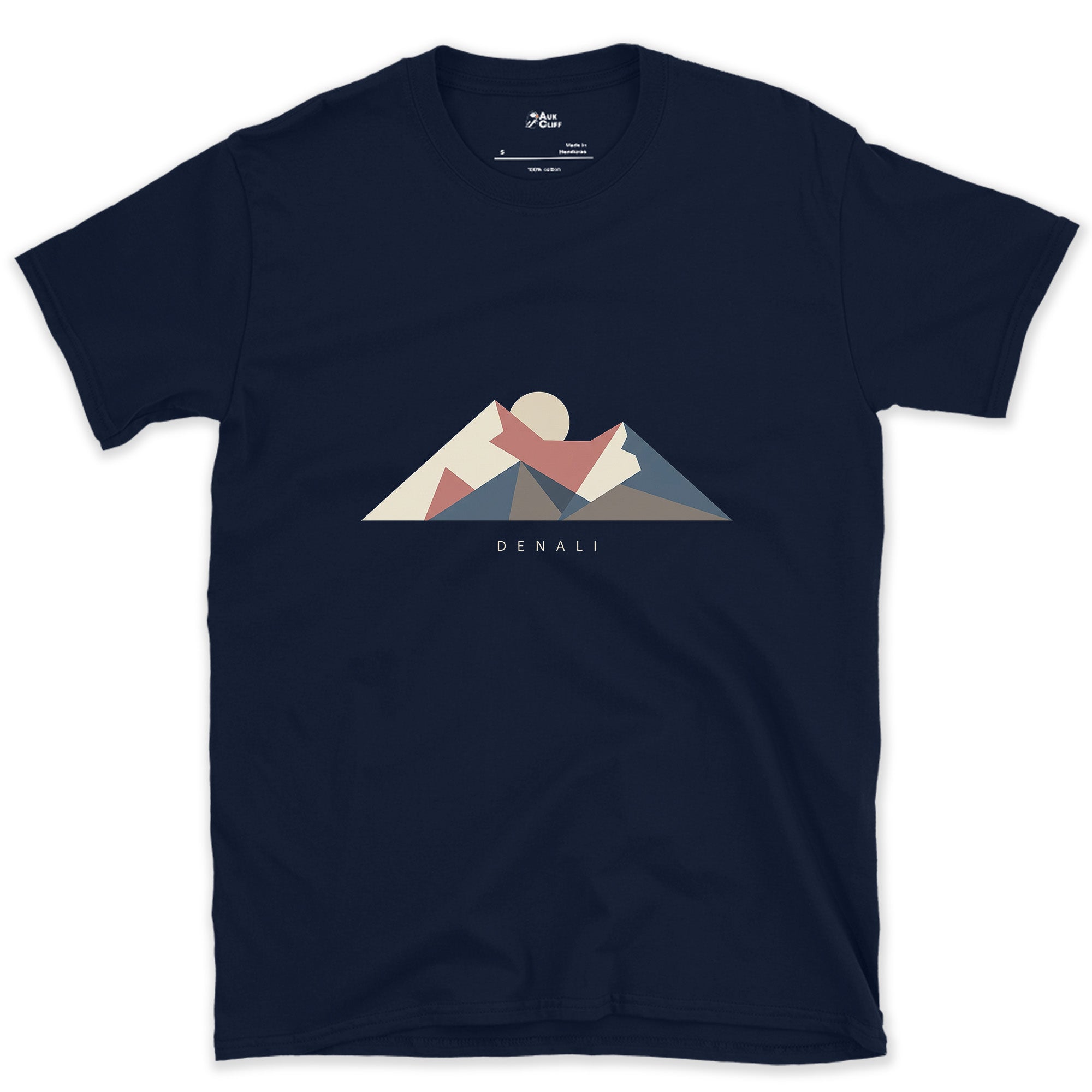 Denali Rebuilt Out of Angles design on a Navy Gildan Softstyle t-shirt