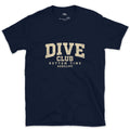 The Dive Club, Bottom Time Badge design on a Navy Gildan Softstyle t-shirt