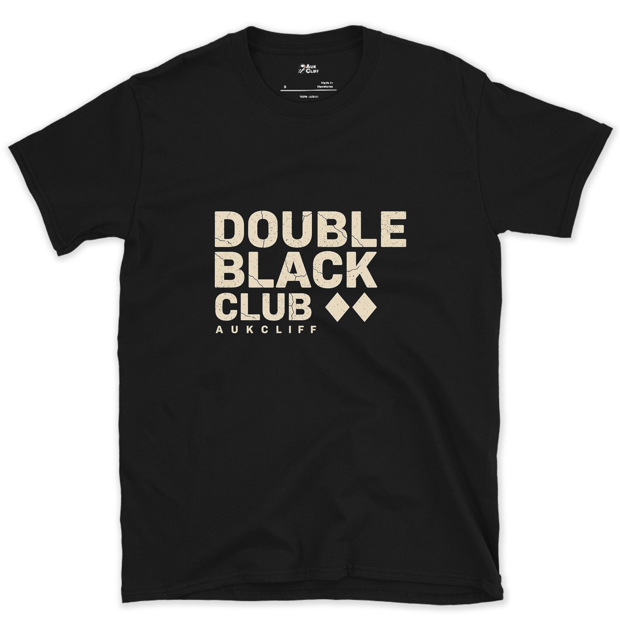 Double Black Club Reads as an Invitation design on a Black Gildan Softstyle t-shirt