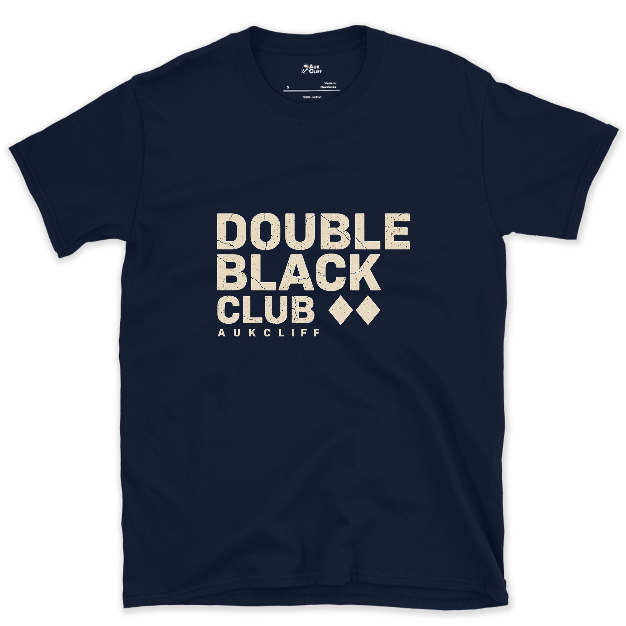Double Black Club Reads as an Invitation design on a Navy Gildan Softstyle t-shirt