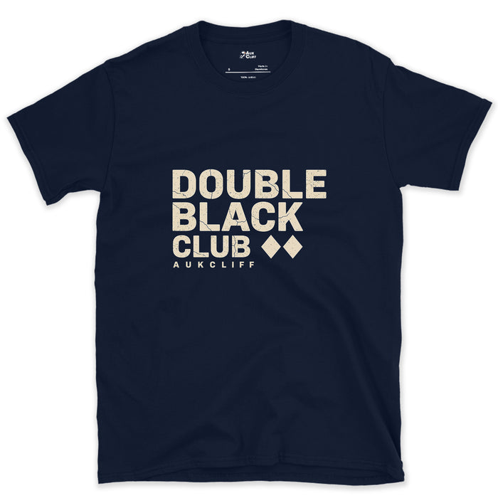 Double Black Club Reads as an Invitation design on a Navy Gildan Softstyle t-shirt