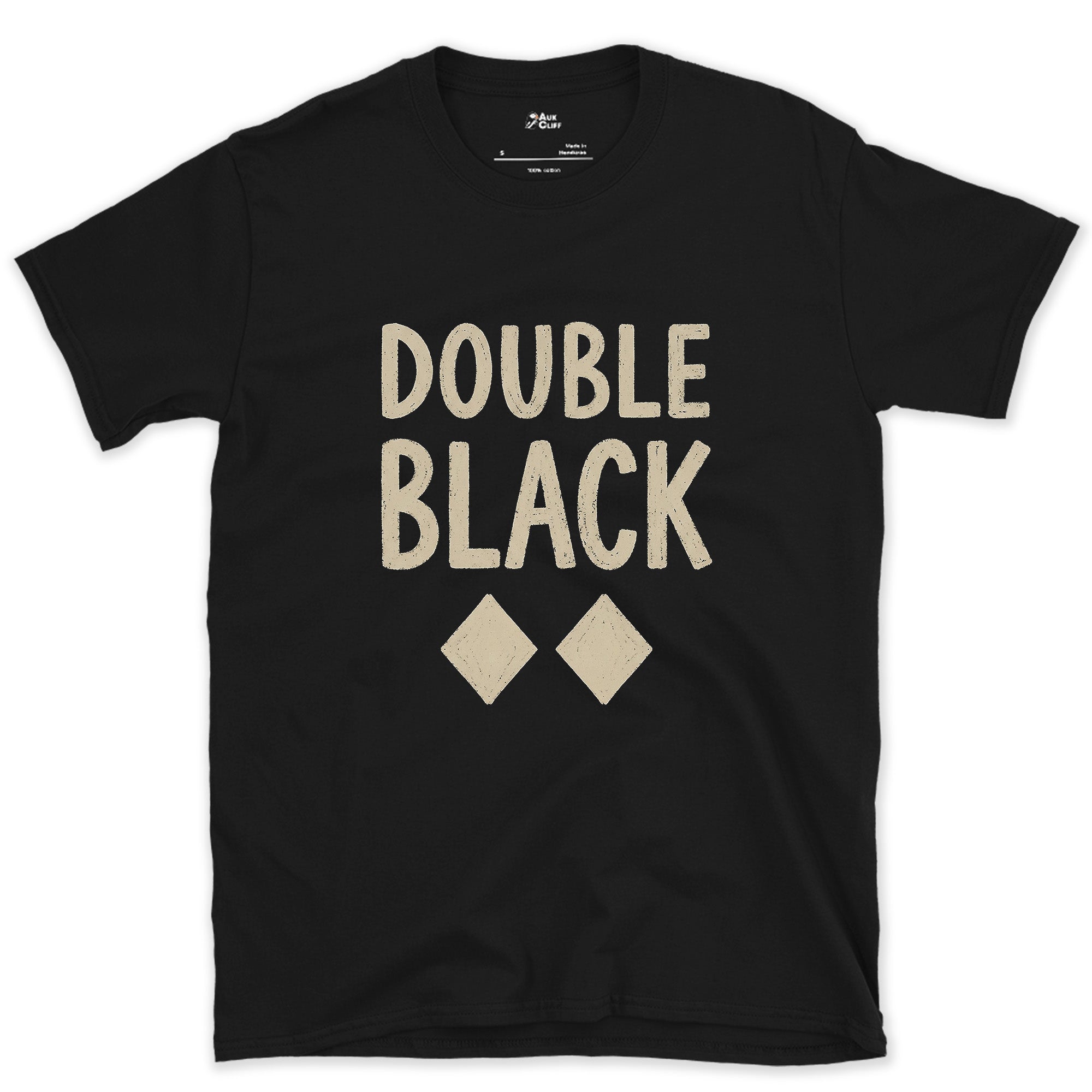 Double Black Two Diamond Markers design on a Black Gildan Softstyle t-shirt
